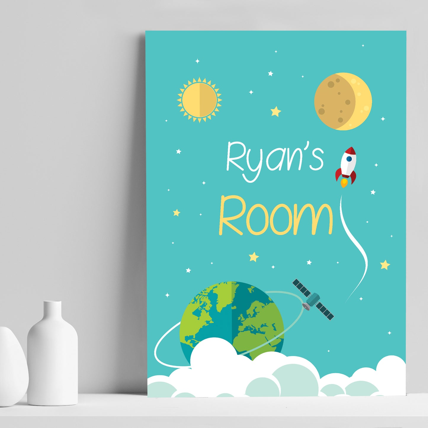 Personalised Space Wall Art Child Room Pictures Nursery Decor