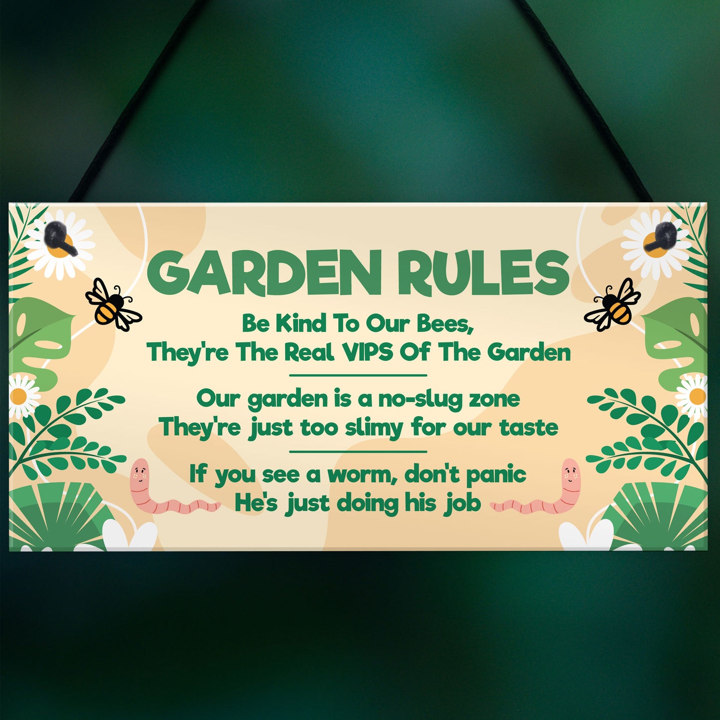 Garden Rules Funny Hanging Sign For Gardening Enthusiasts