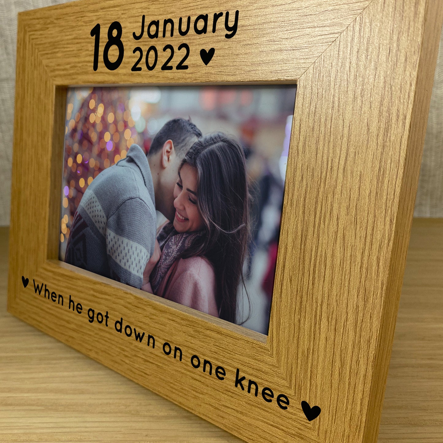 Personalised Engagement Gift Wooden Photo Frame Gift For Couple