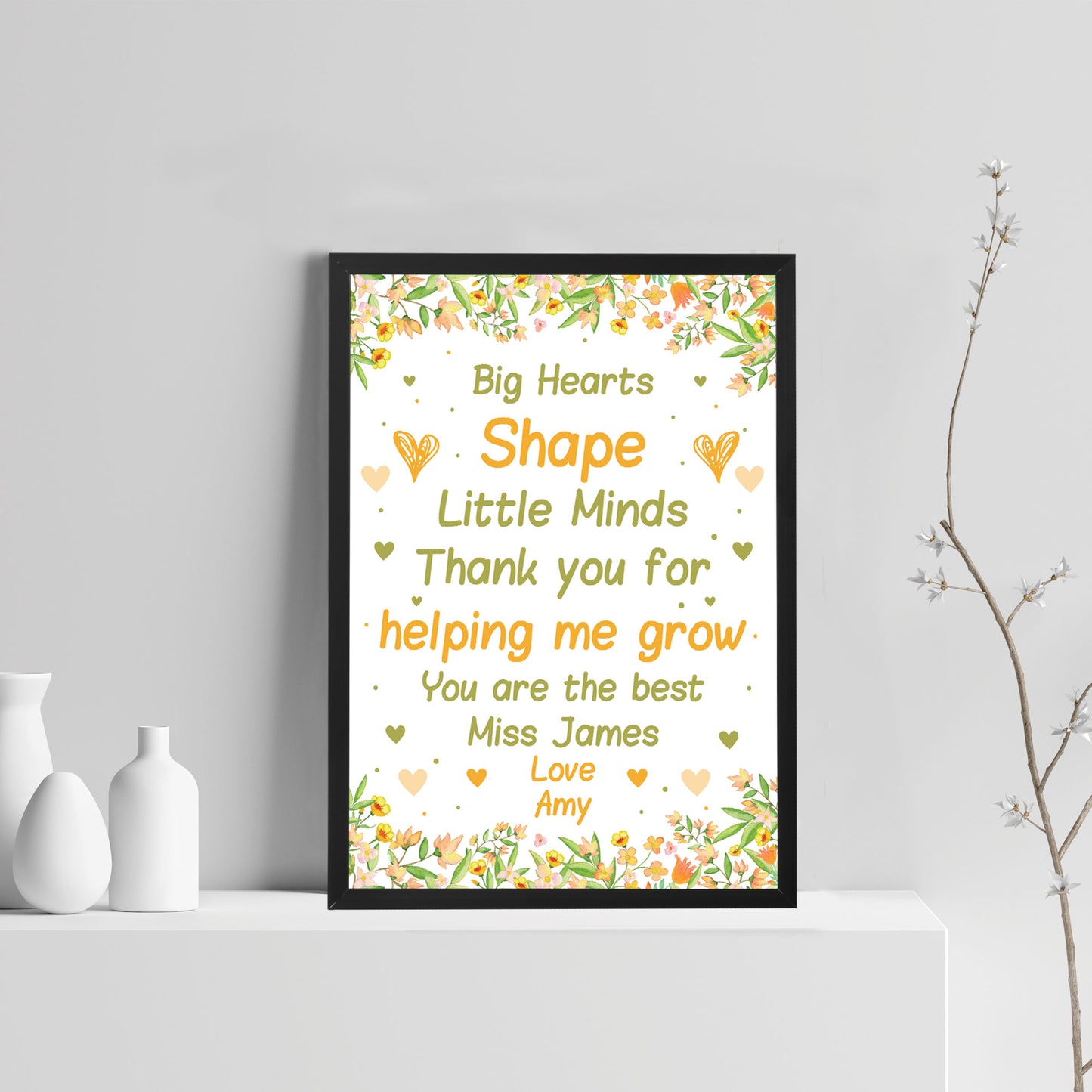 Personalised Thank You Gift Teacher Assistant Nursery Framed