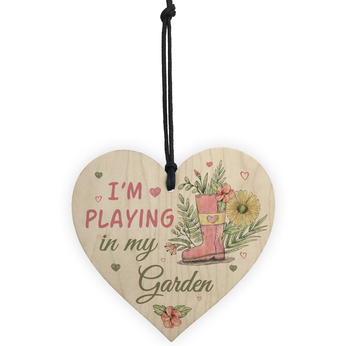 Novelty Playing In My Garden Wooden Hanging Heart Shed Sign GIFT