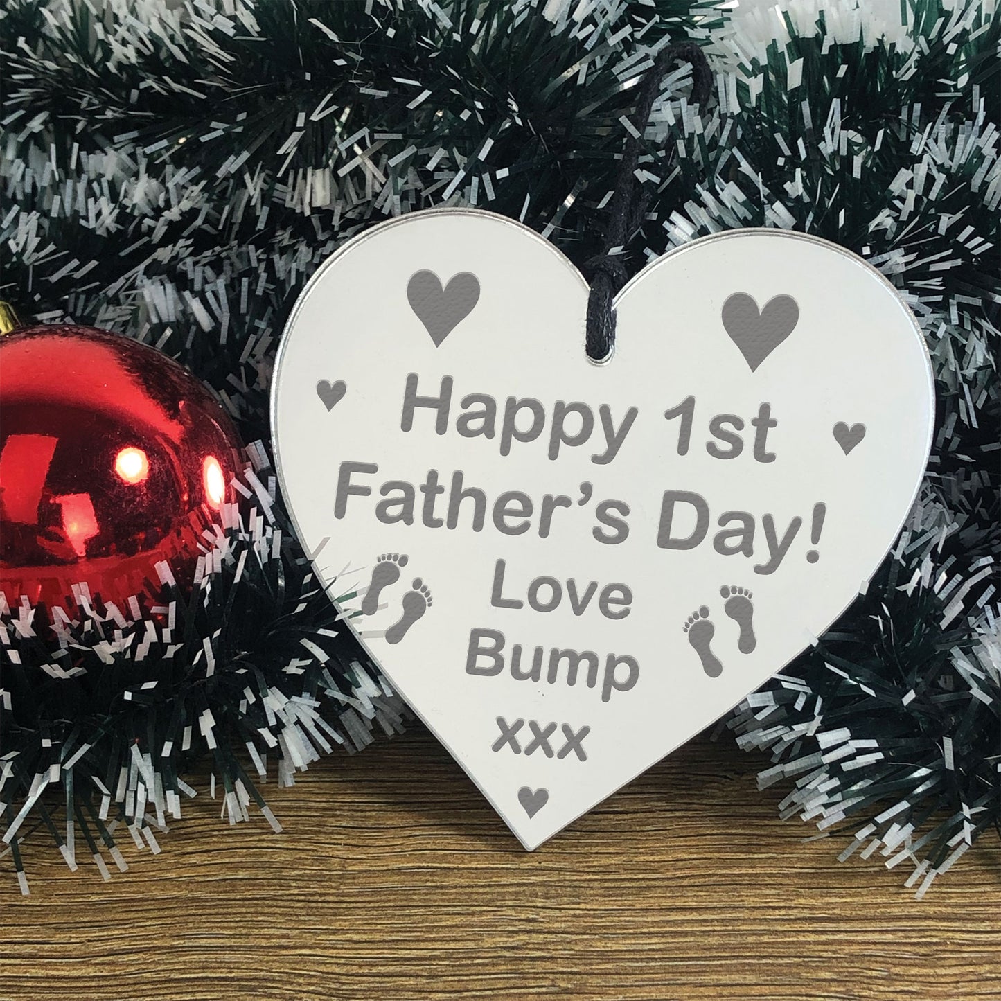 Novelty 1st Fathers Day Gift Engraved Heart New Dad Daddy Gift