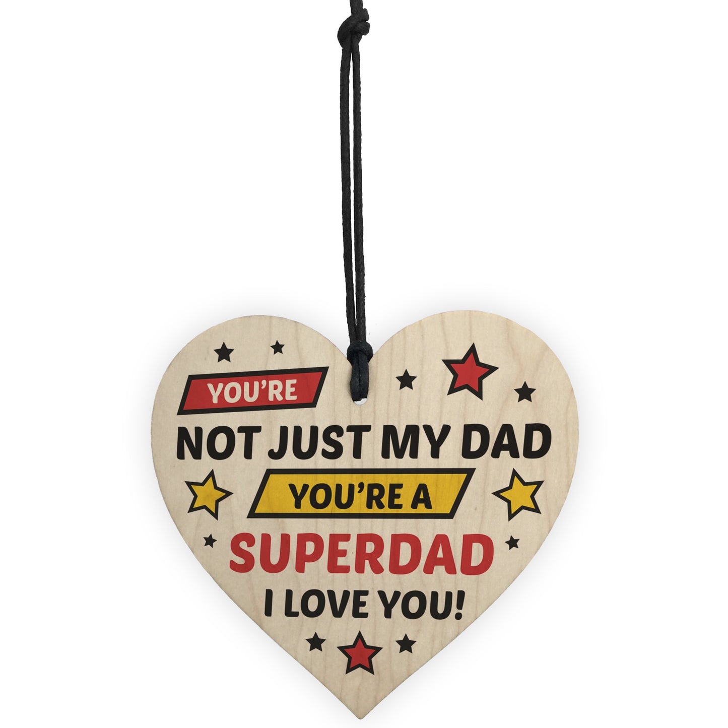 Novelty Dad Gift For Fathers Day Wood Heart Superhero Theme