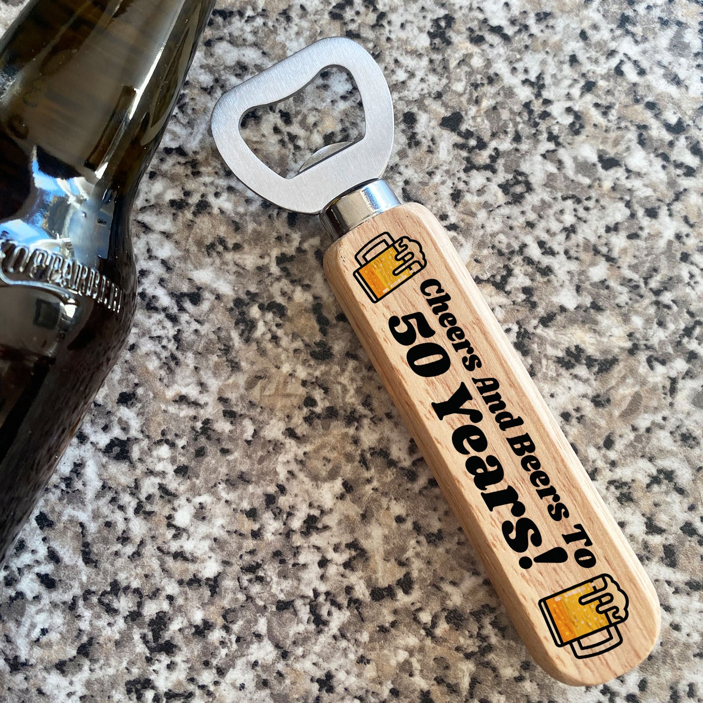 Quirky 50th Birthday Gift For Him Wood Bottle Opener Dad Grandad
