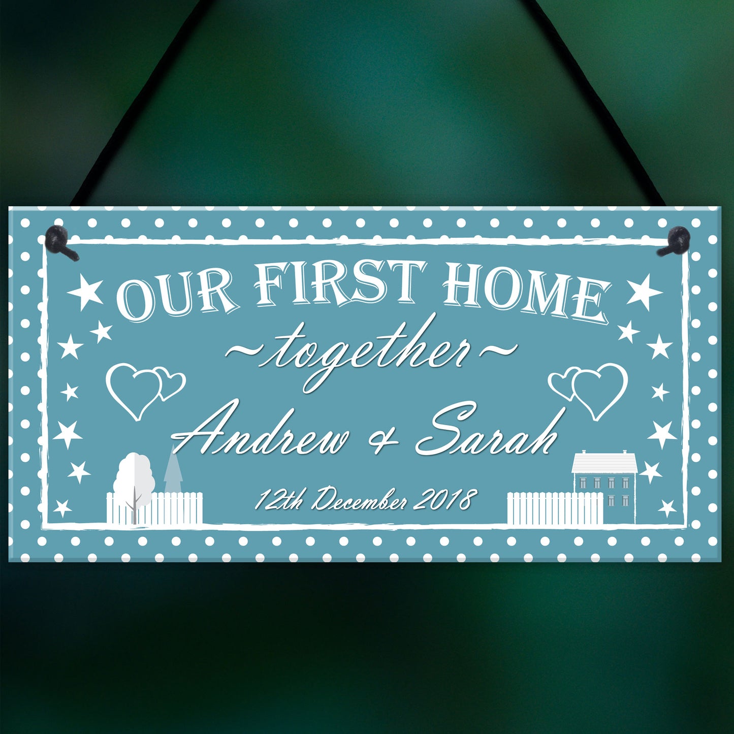 Personalised First Home Together Housewarming Hanging Plaque