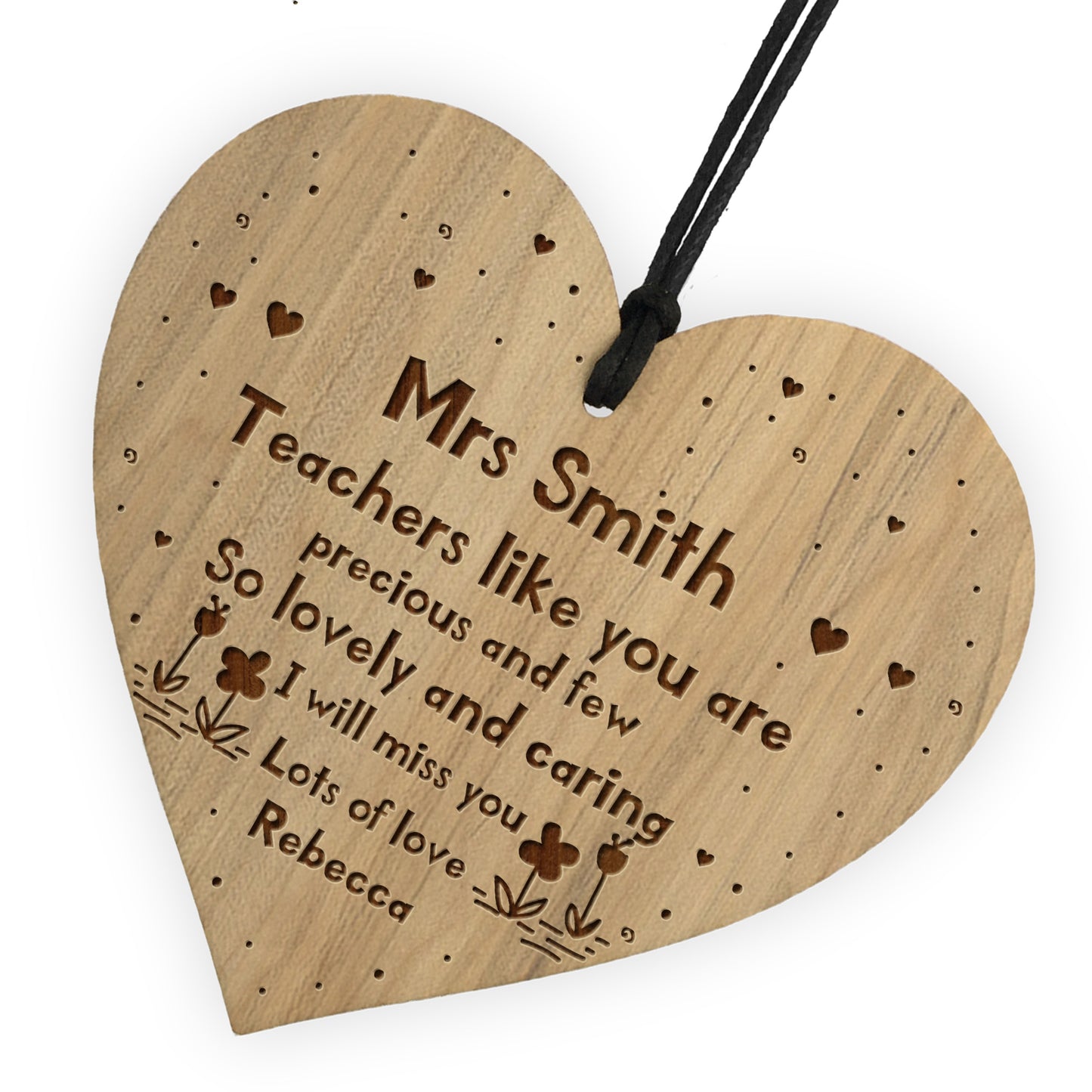 Personalised Teacher Gifts Wooden Engraved Heart Thank You Gifts