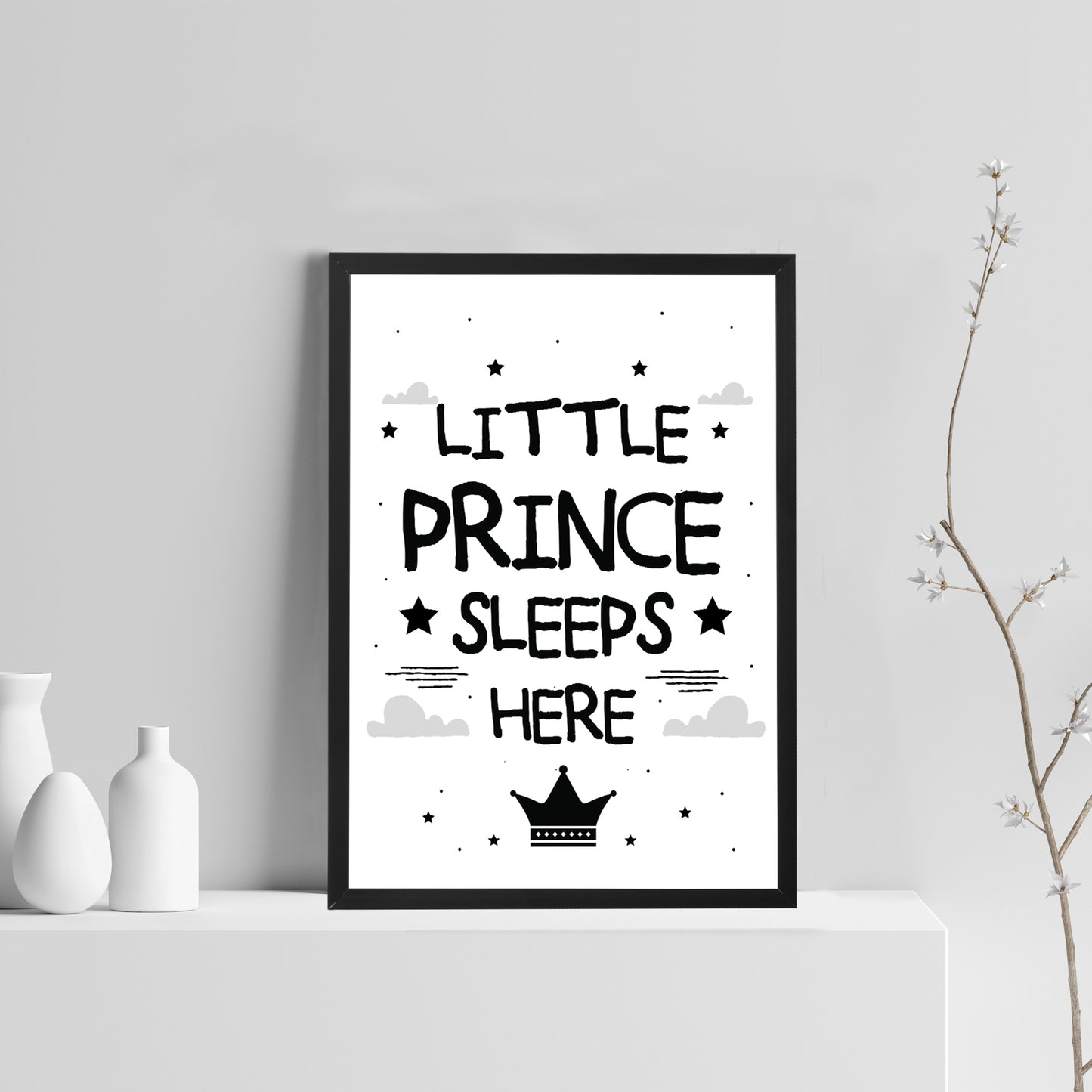 Boys Nursery Decoration Framed Print Prince Sleeps Here Son Gift