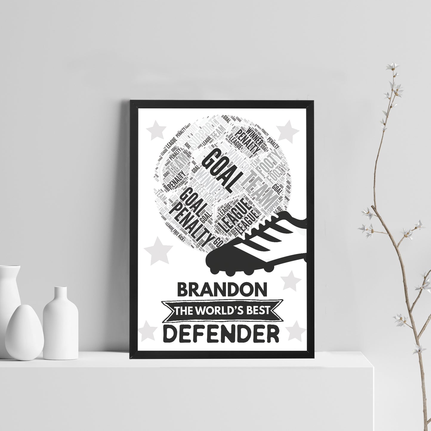 Personalised Football Word Art Print Footballer Football Team