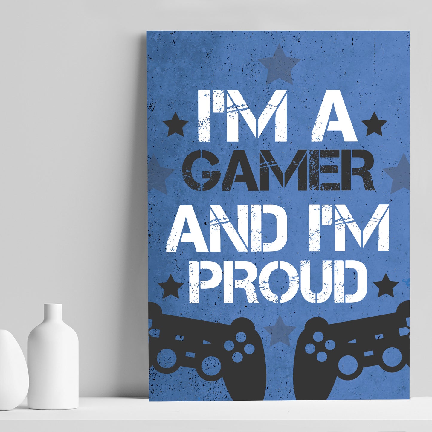 Blue Gaming Prints Games Room Boys Bedroom Decor Gift For Son