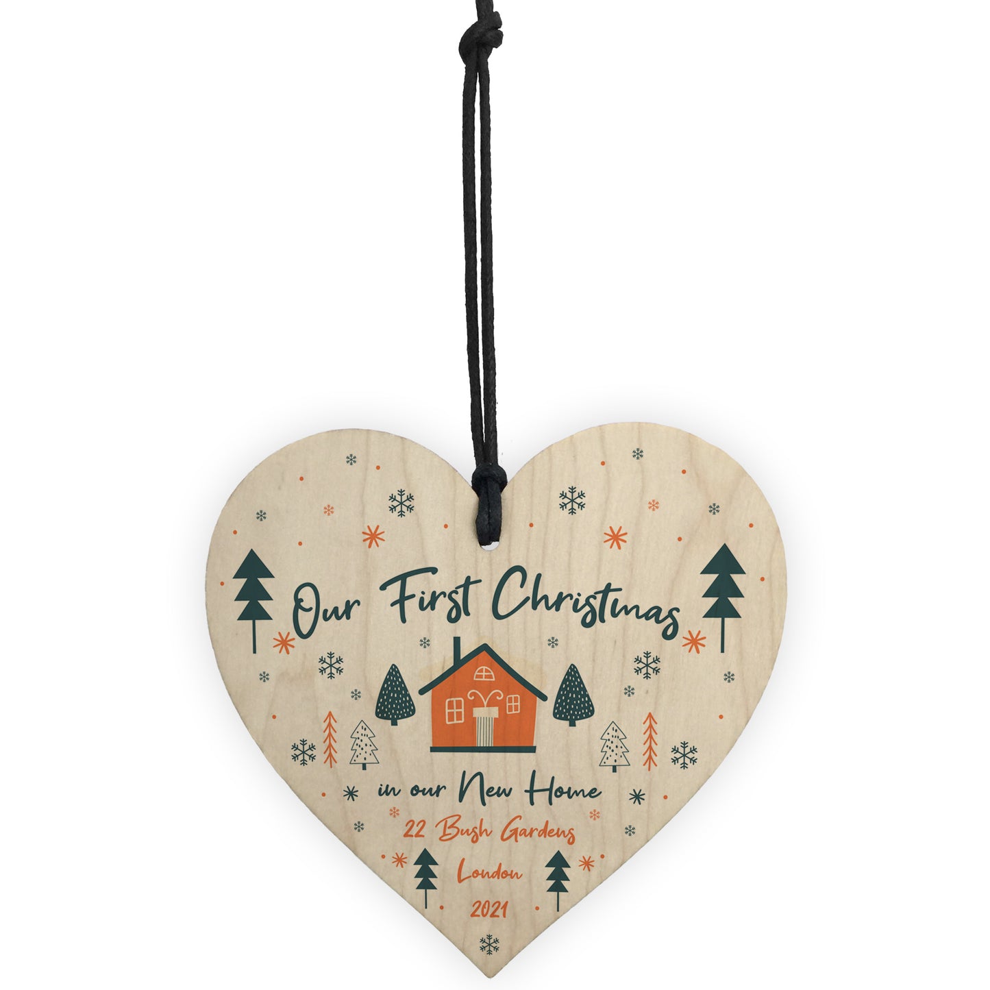 1st Christmas New Home Tree Decoration Personalised Wood Bauble