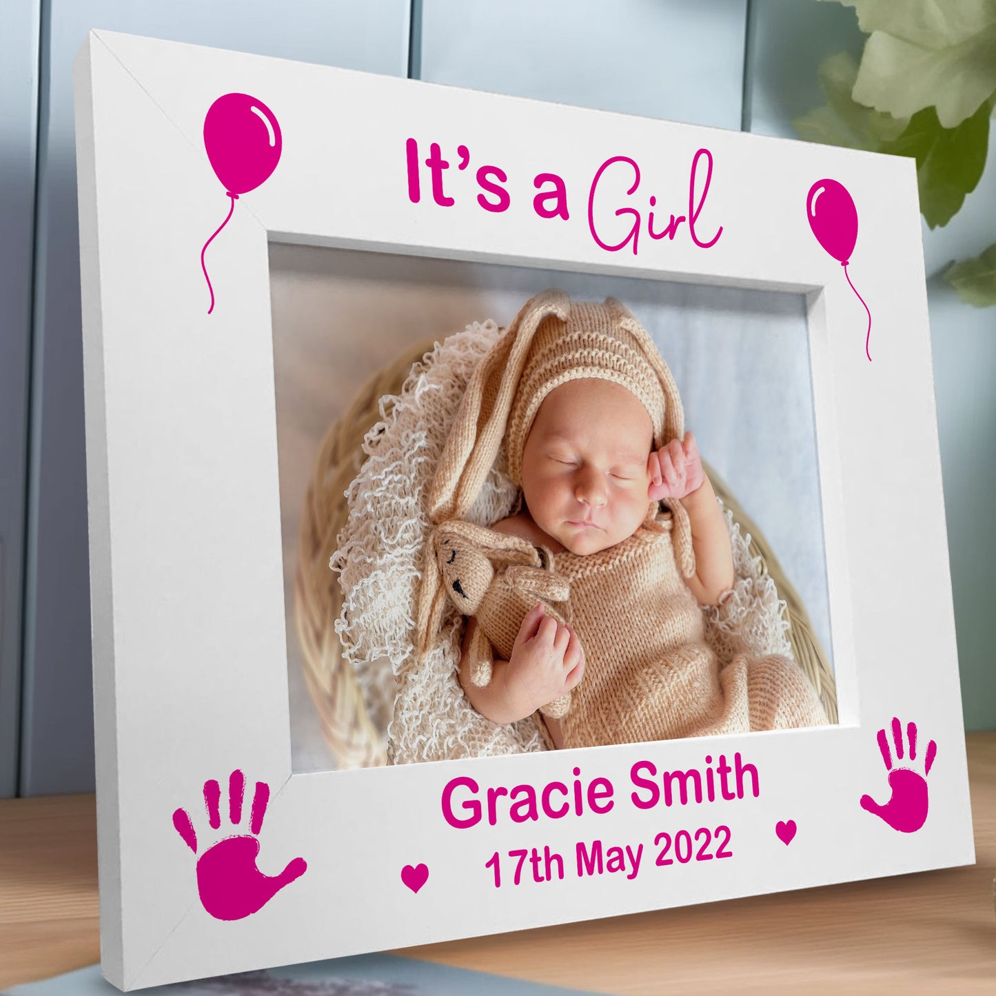 It's A Girl PERSONALISED Baby Name Photo Frame New Born Baby