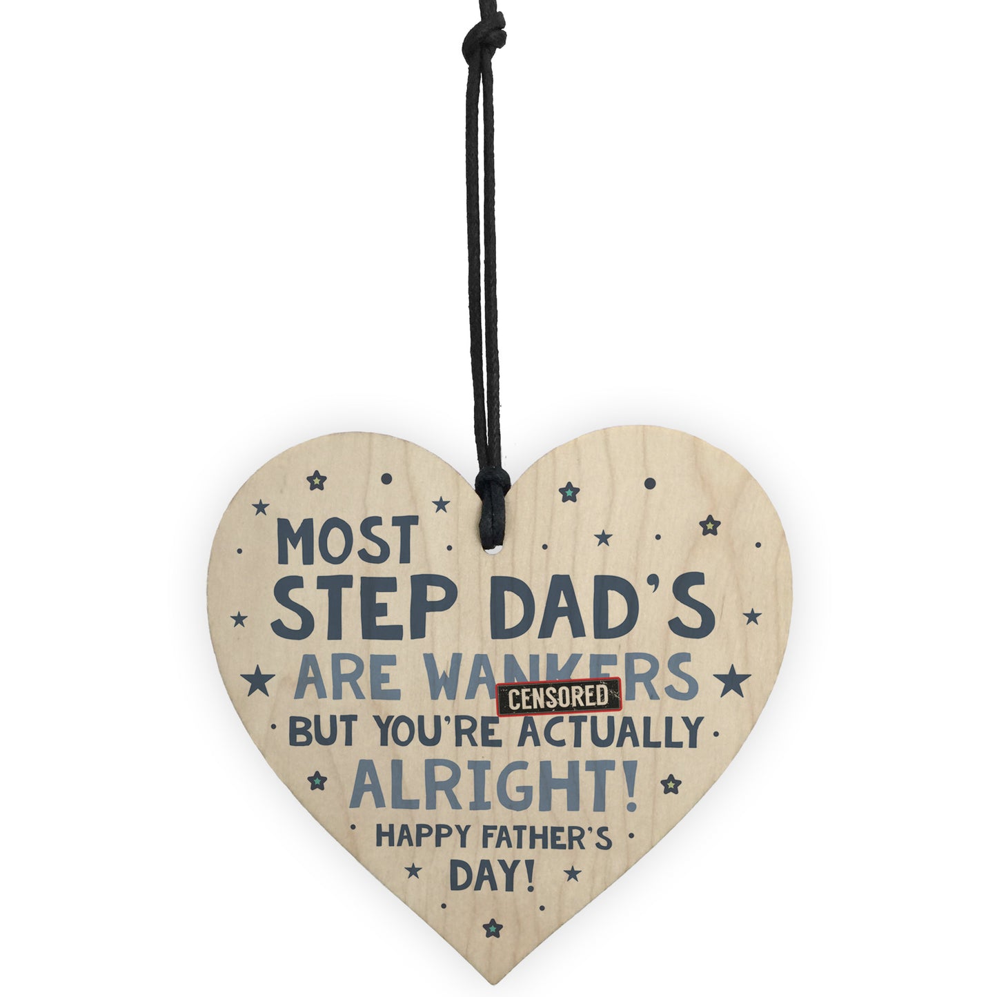 Funny Rude Fathers Day Gift For Step Dad Novelty Wooden Hear