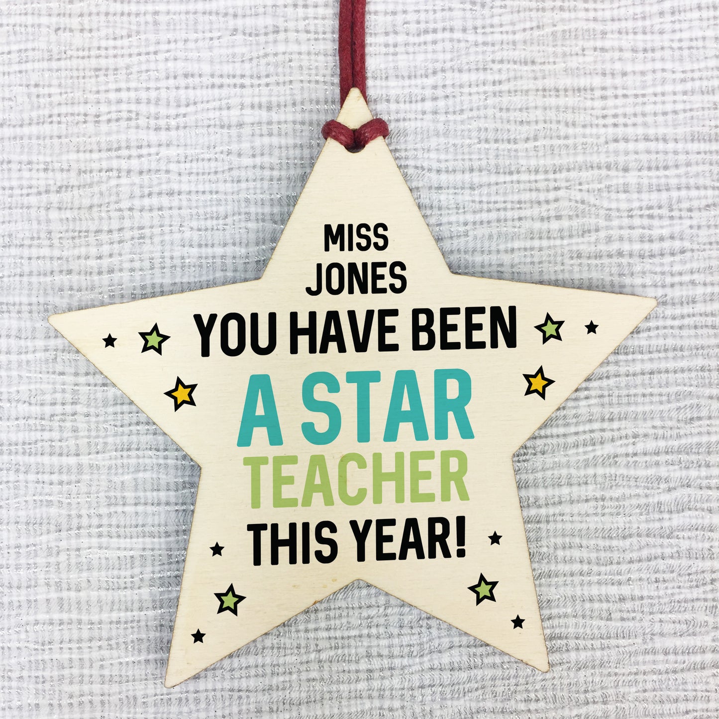 Teacher Gifts Wooden Star Plaque Personalised Thank You Gift