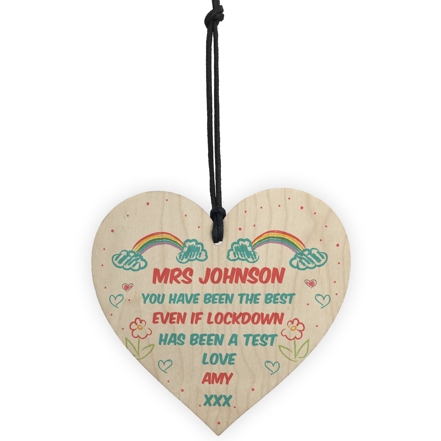 Thank You Lockdown Gift For Teacher Personalised Wooden Heart