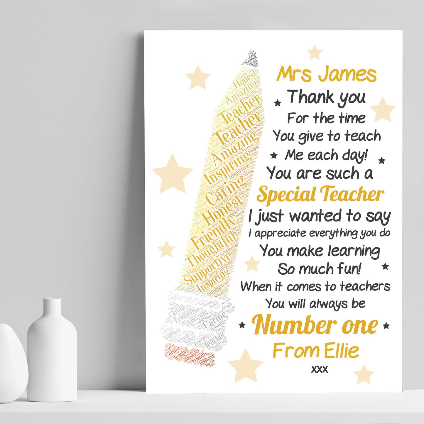 Thank You Teacher Gift Personalised Print Teaching Assistant