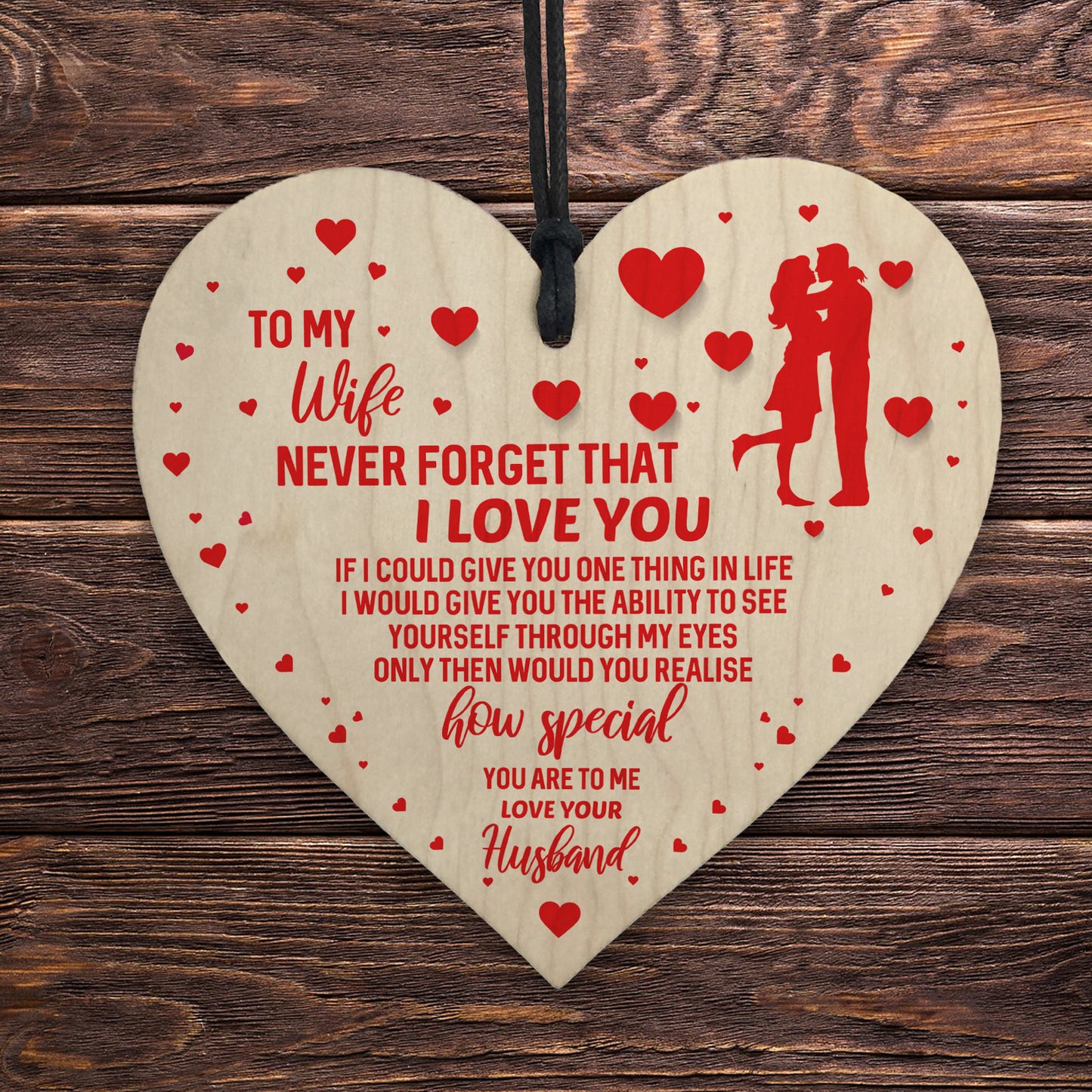 Gift For Wife From Husband Wood Heart Birthday Valentines