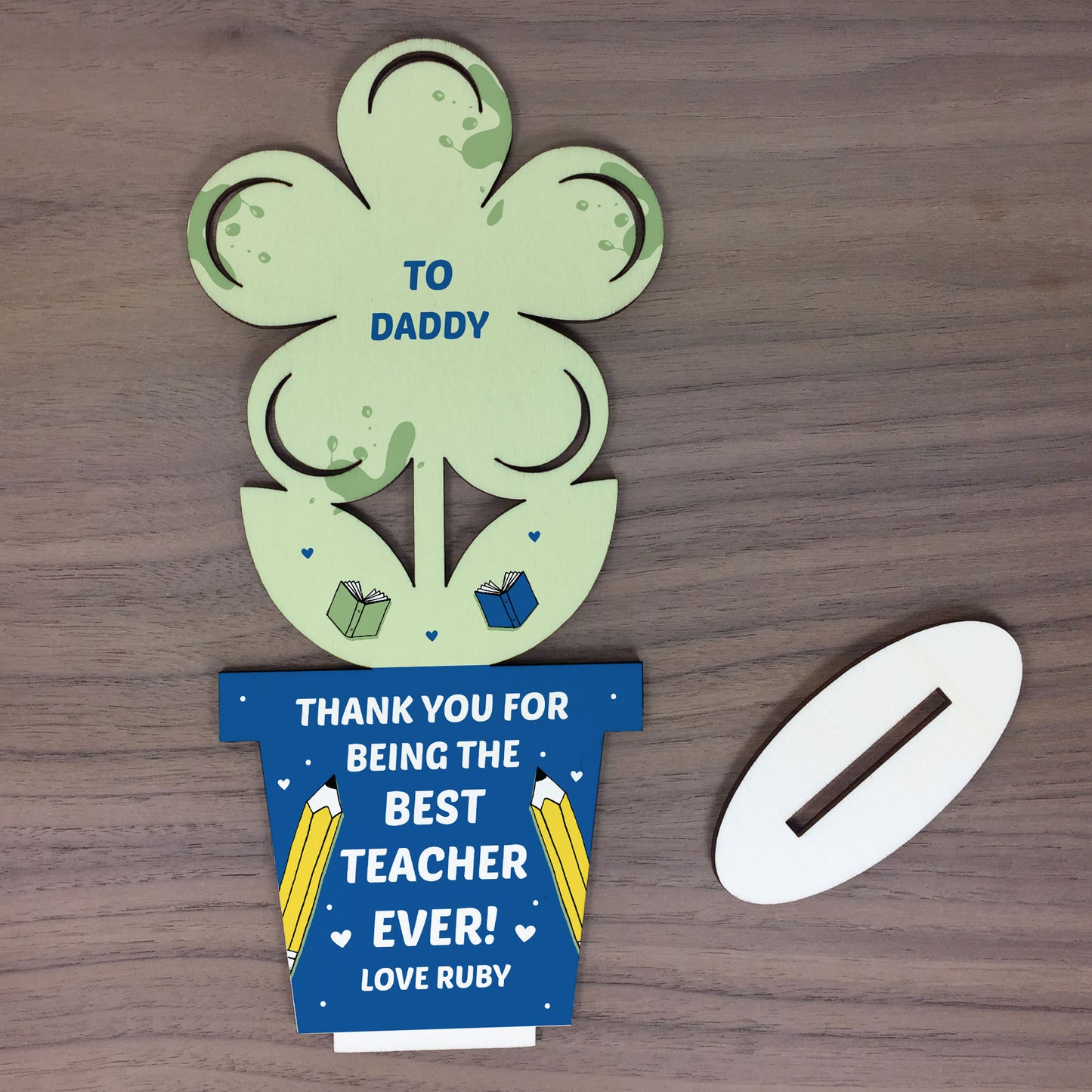 Personalised Teacher Gift For Dad Wooden Heart Thank You Gift