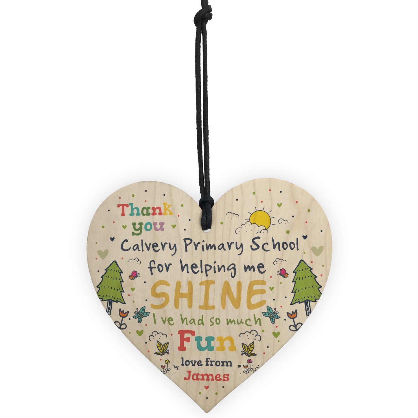 Personalised Thank You Teacher Gift Wood Heart TA Assistant