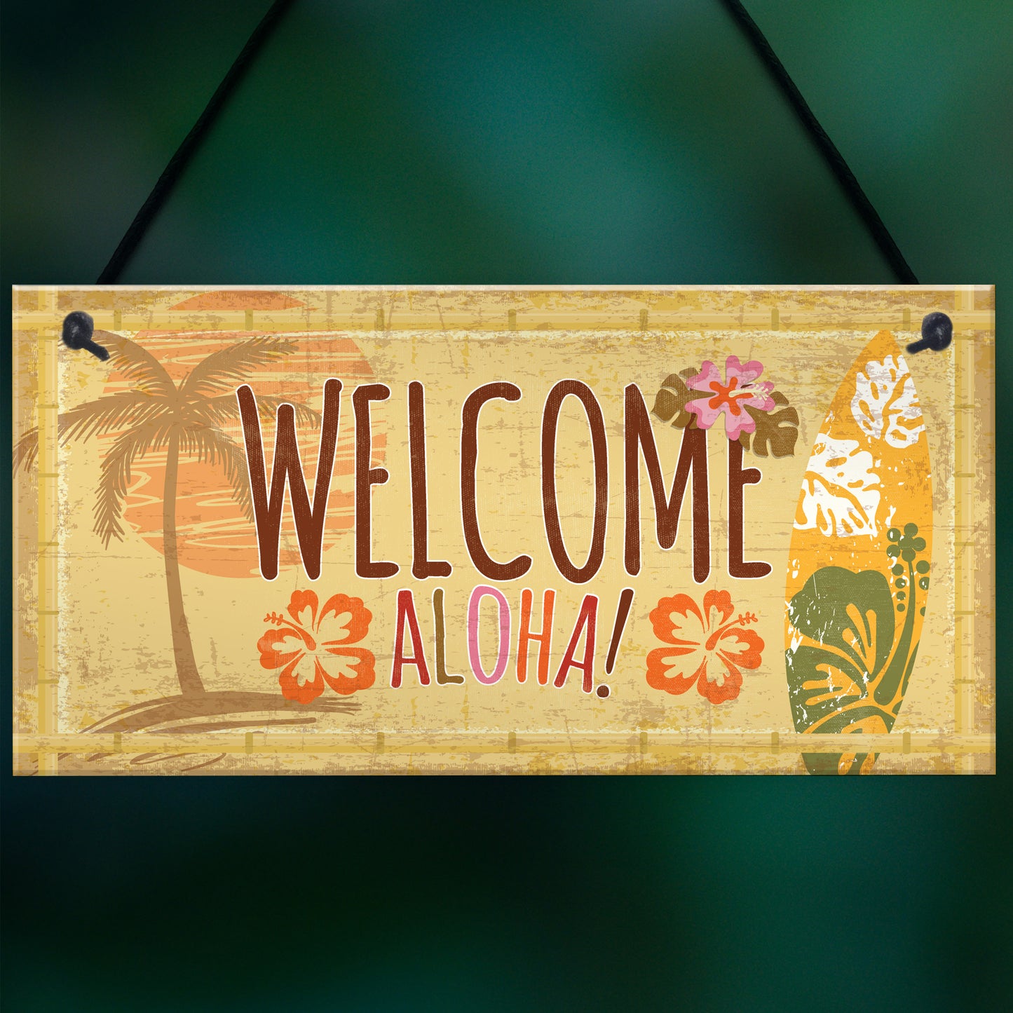 Tiki Bar Welcome Hanging Wall Plaque Garden Home Bar Sign