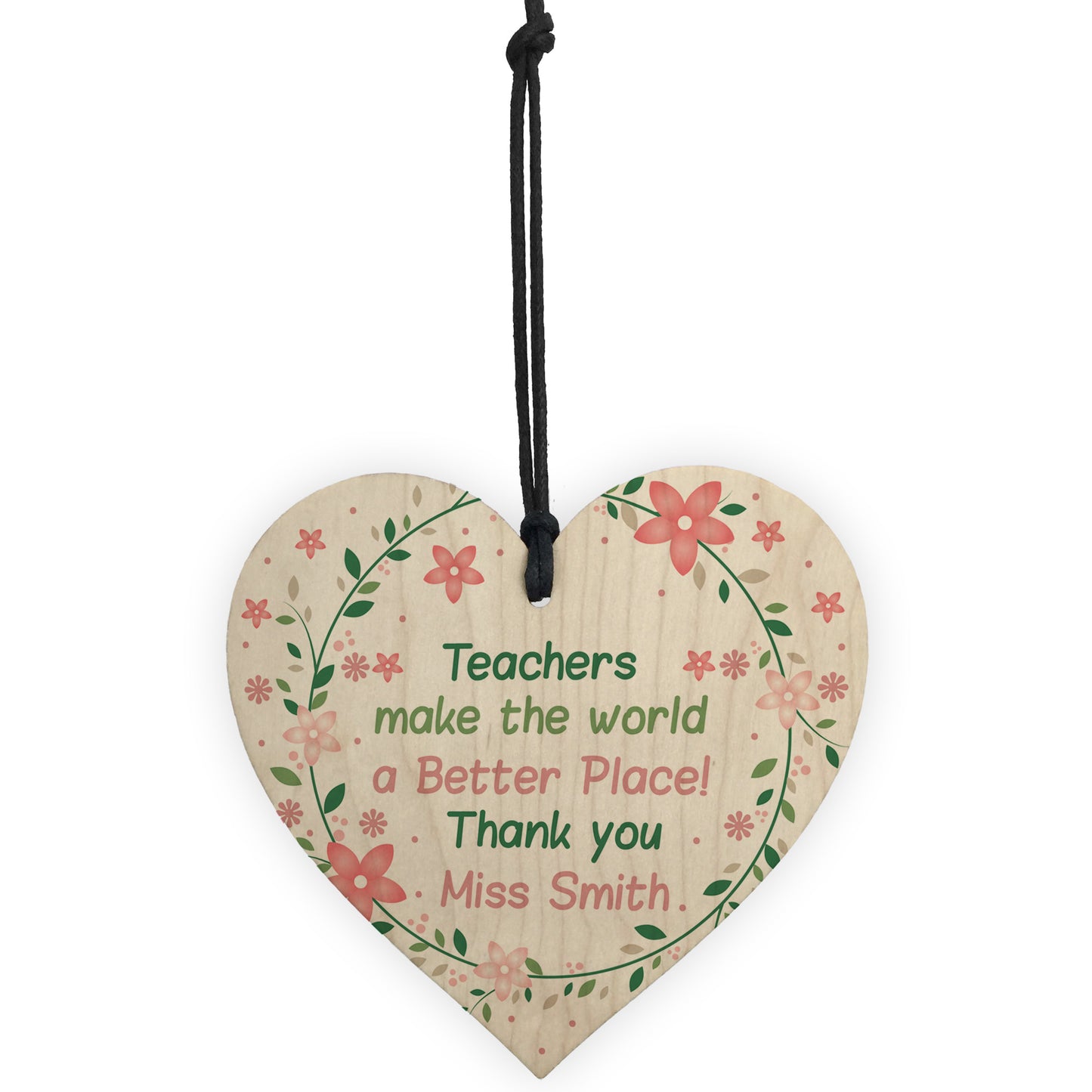 Personalised Gift For Teacher Assistant Childminder Wood Heart
