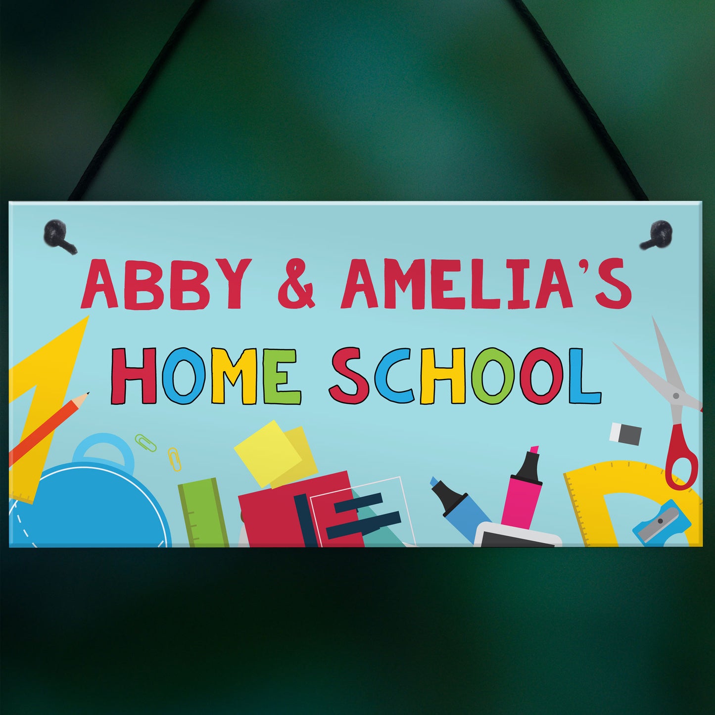 Home School Sign Personalised Hanging Door Sign Classroom Sign