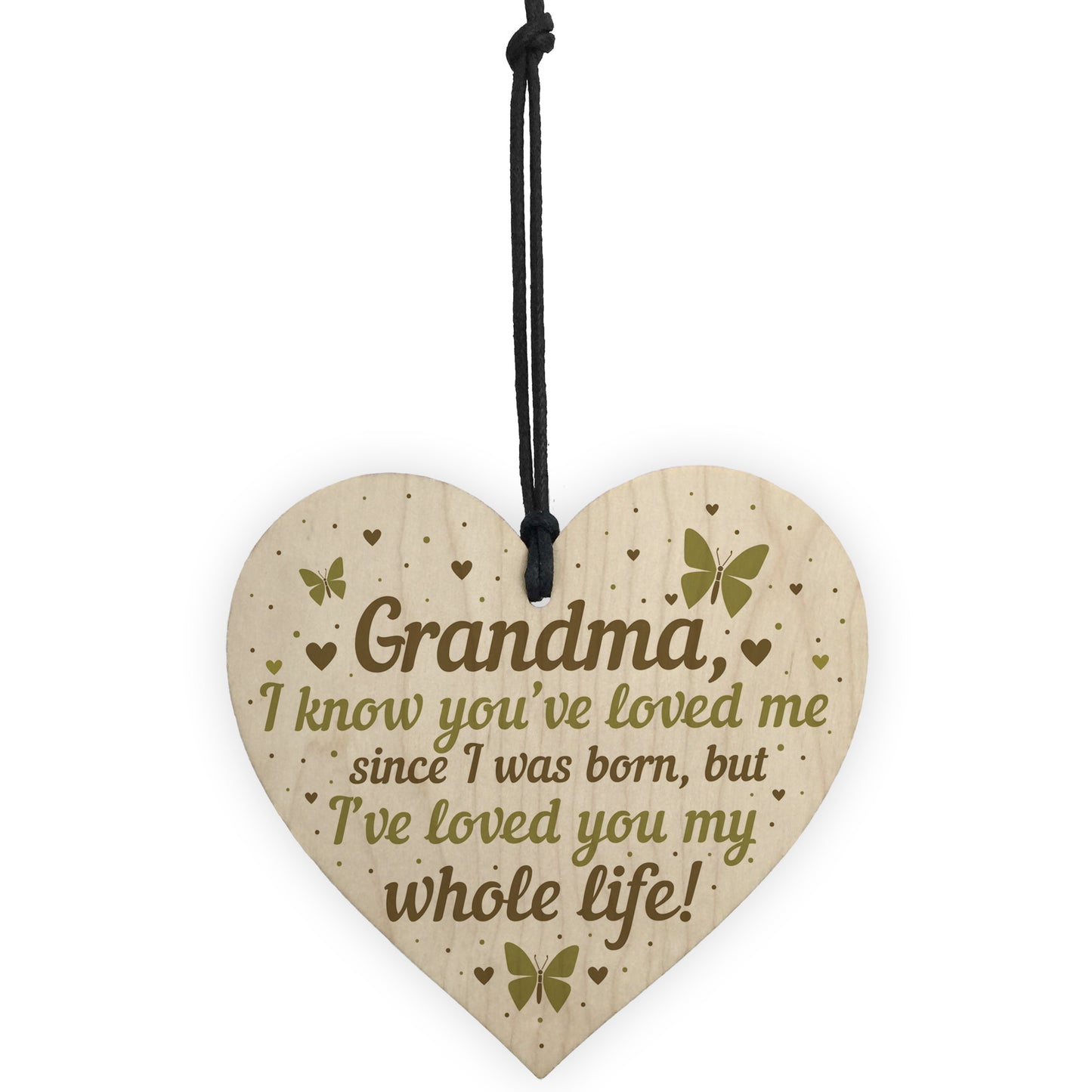 Grandma Birthday Christmas Card Gift Wooden Heart Keepsake
