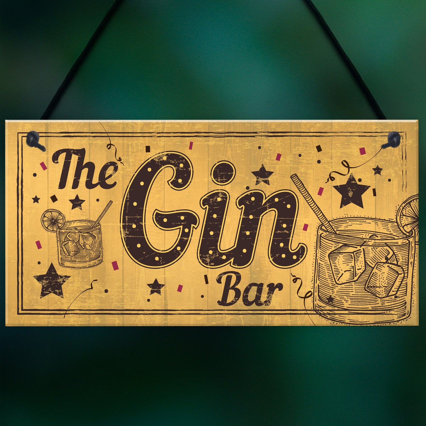 Drink Gin Bar Funny Alcohol Gift Man Cave Home Bar Hanging Sign