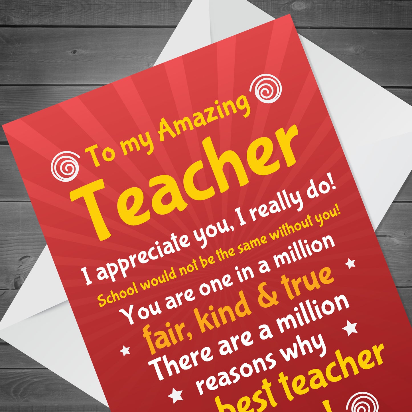 Amazing Teacher Thank You Card For Teacher Assistant Him Her