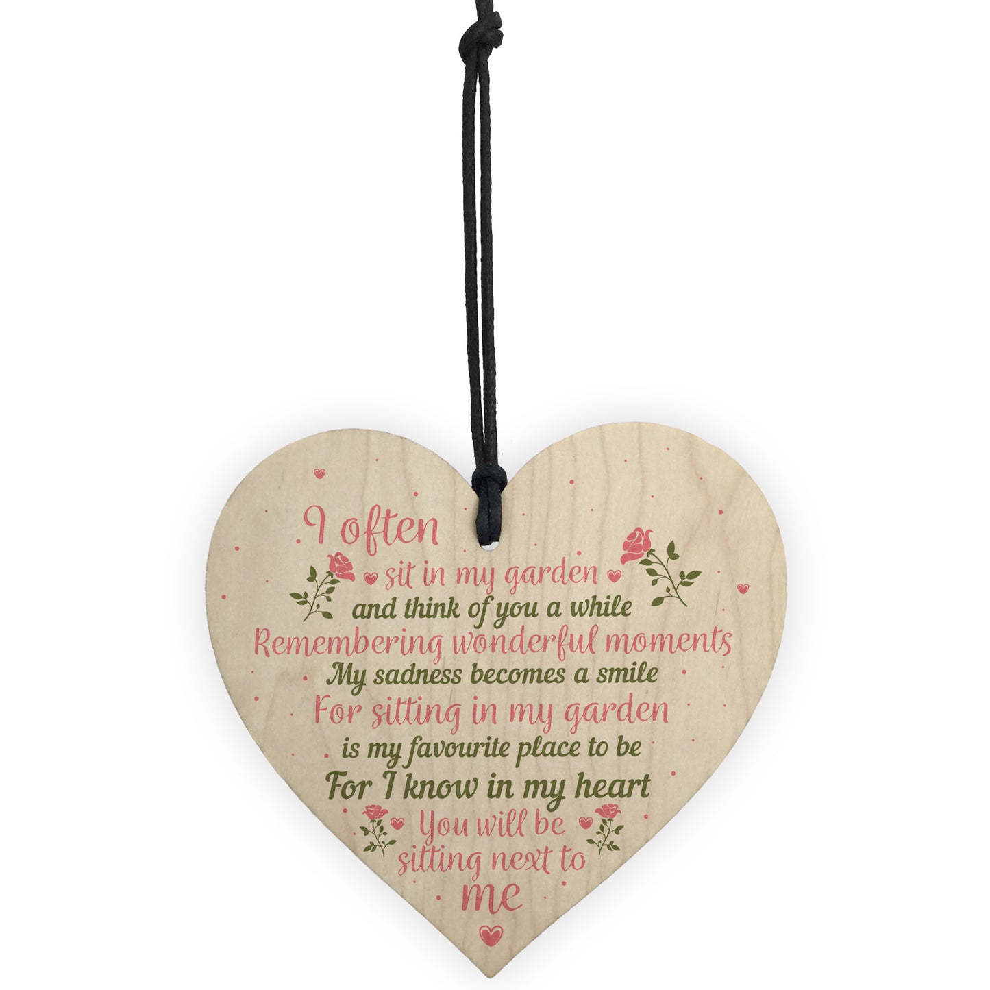 In Memory Wood Heart Garden Plaque Remembrance Dad Mum Gift