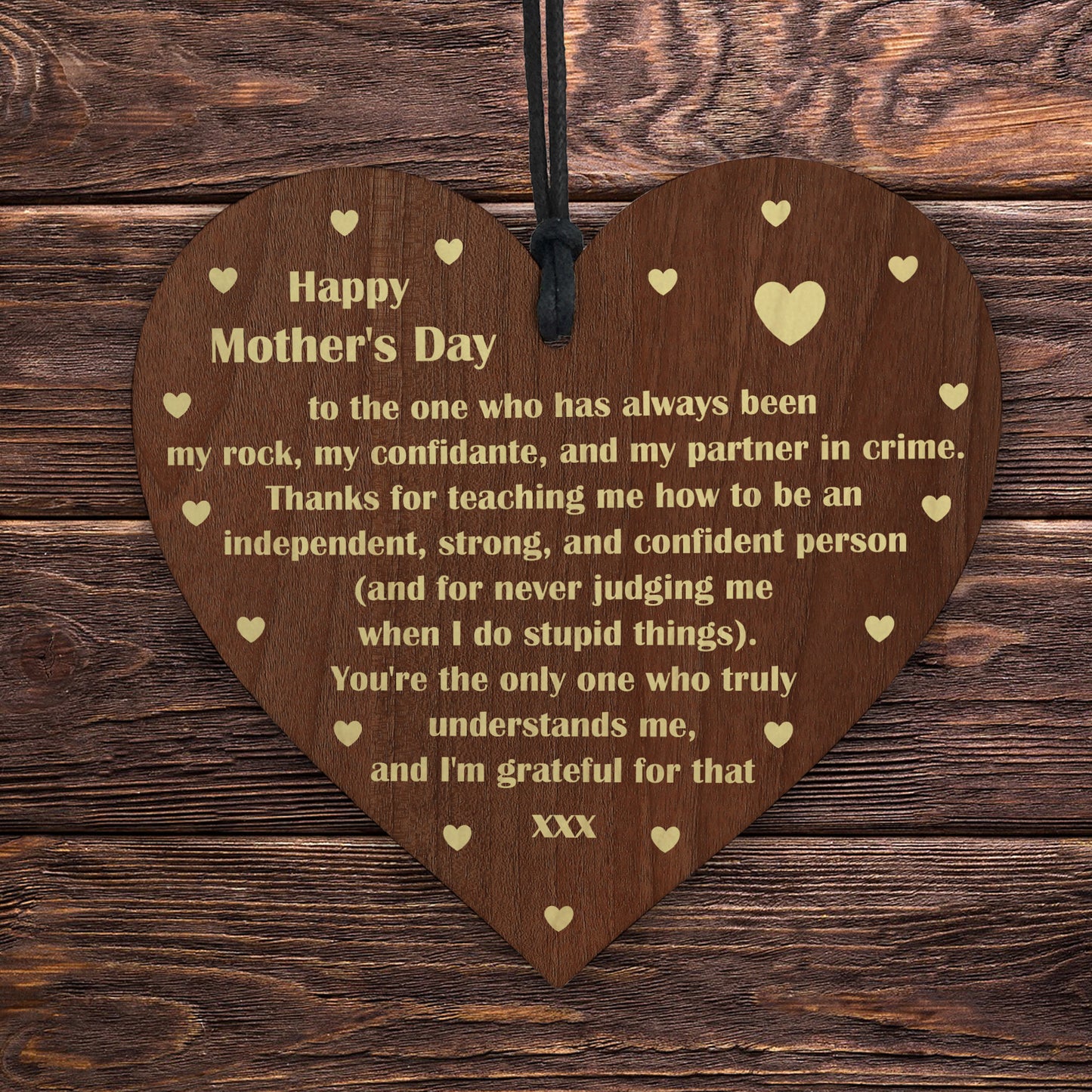 Wooden Hanging Heart Gift For Mum On Mothers Day Appreciation