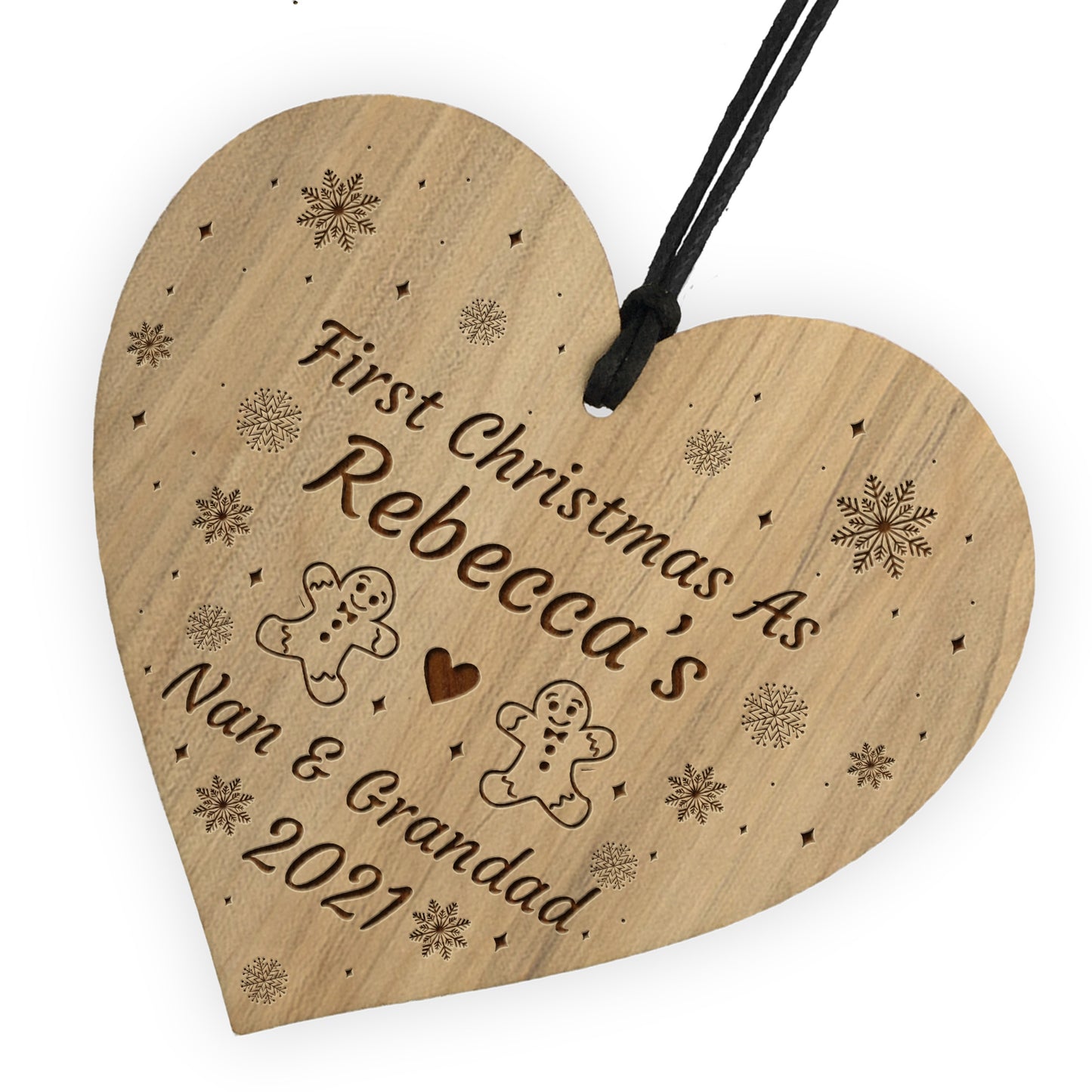 1st Christmas As Nan And Grandad Decoration Engraved Wood