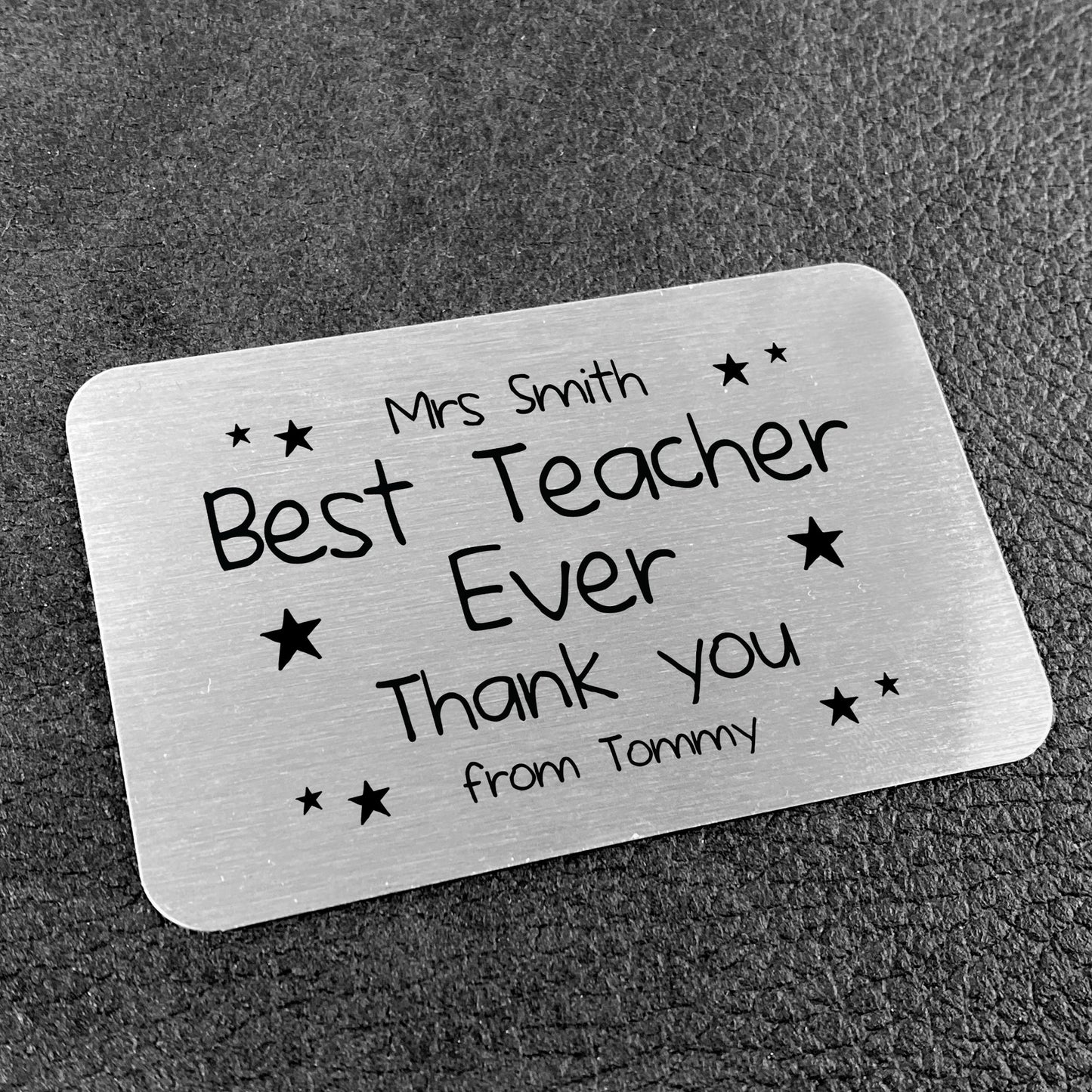 Personalised Best Teacher Thank You Metal Wallet Card Christmas