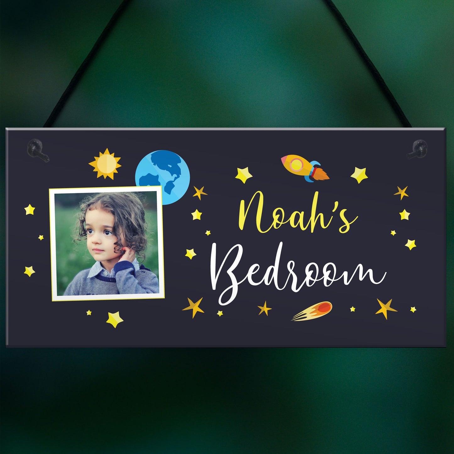 Personalised Space Themed Bedroom Sign For Boys Bedroom Son Gift