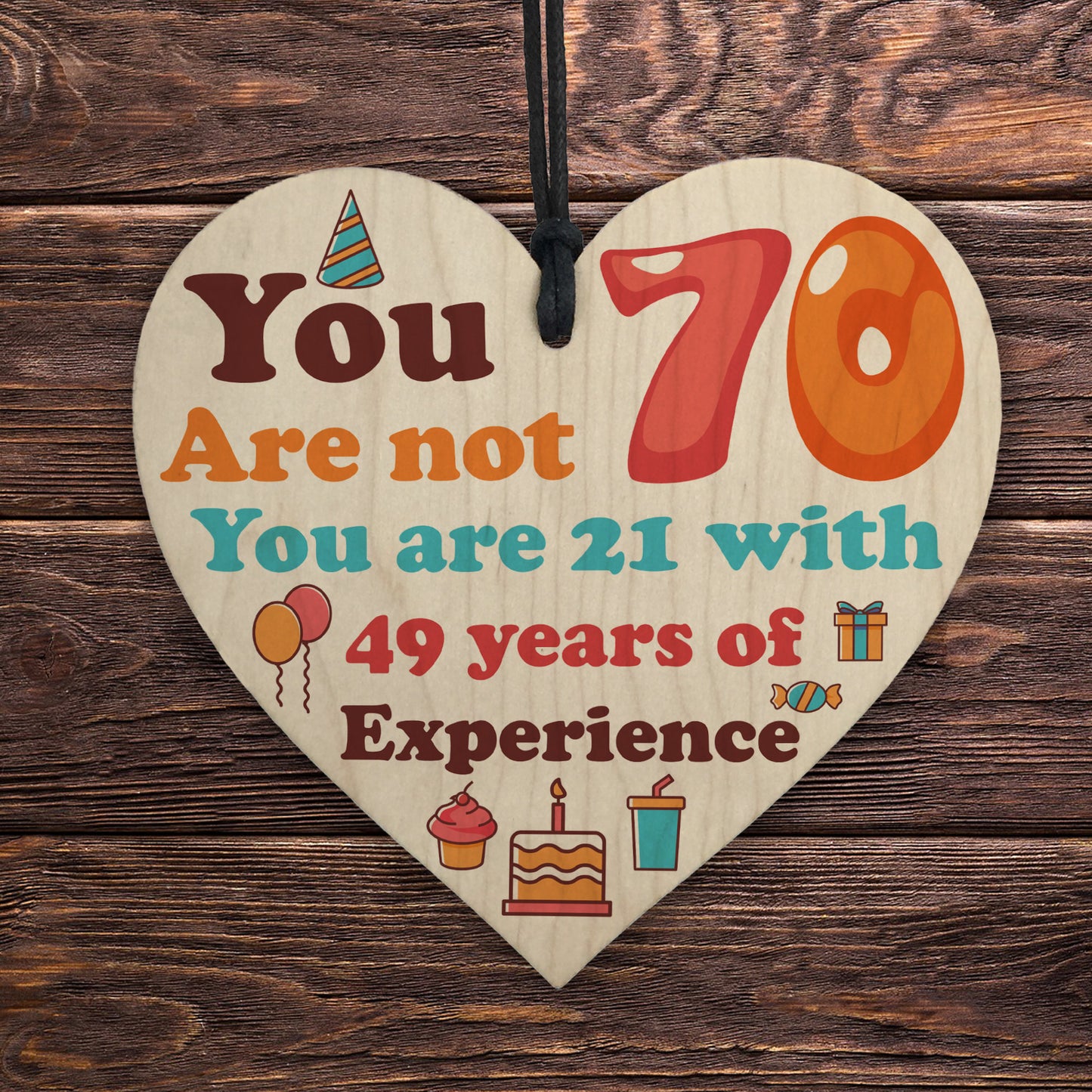 Funny 70th Birthday Gift For Men Women Novelty Wooden Heart