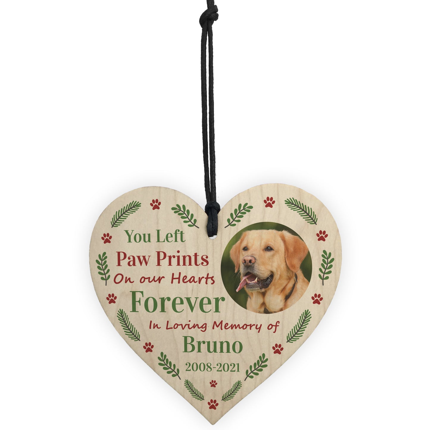 Any Name Dog Pet Memorial Gift Personalised Hanging Heart