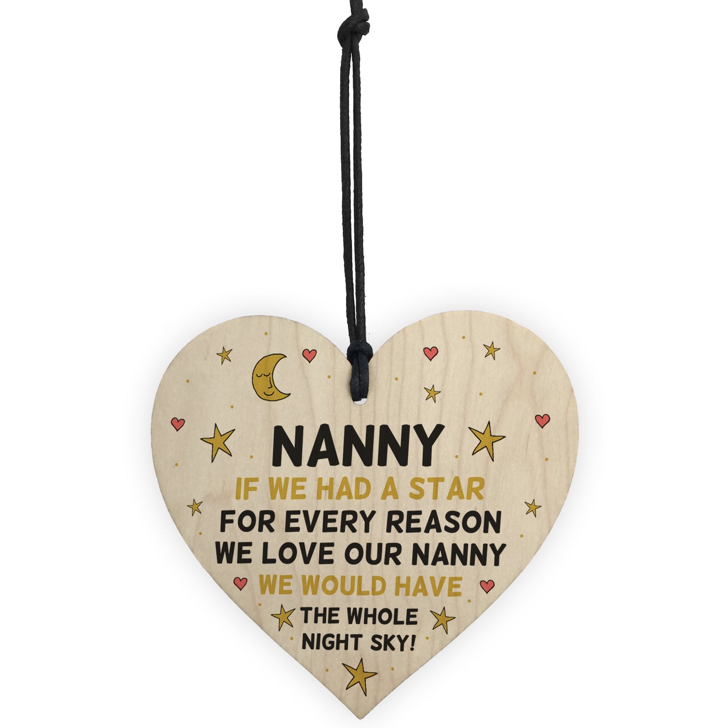 Novelty Gift For Nanny Birthday Christmas Wood Heart Thank You