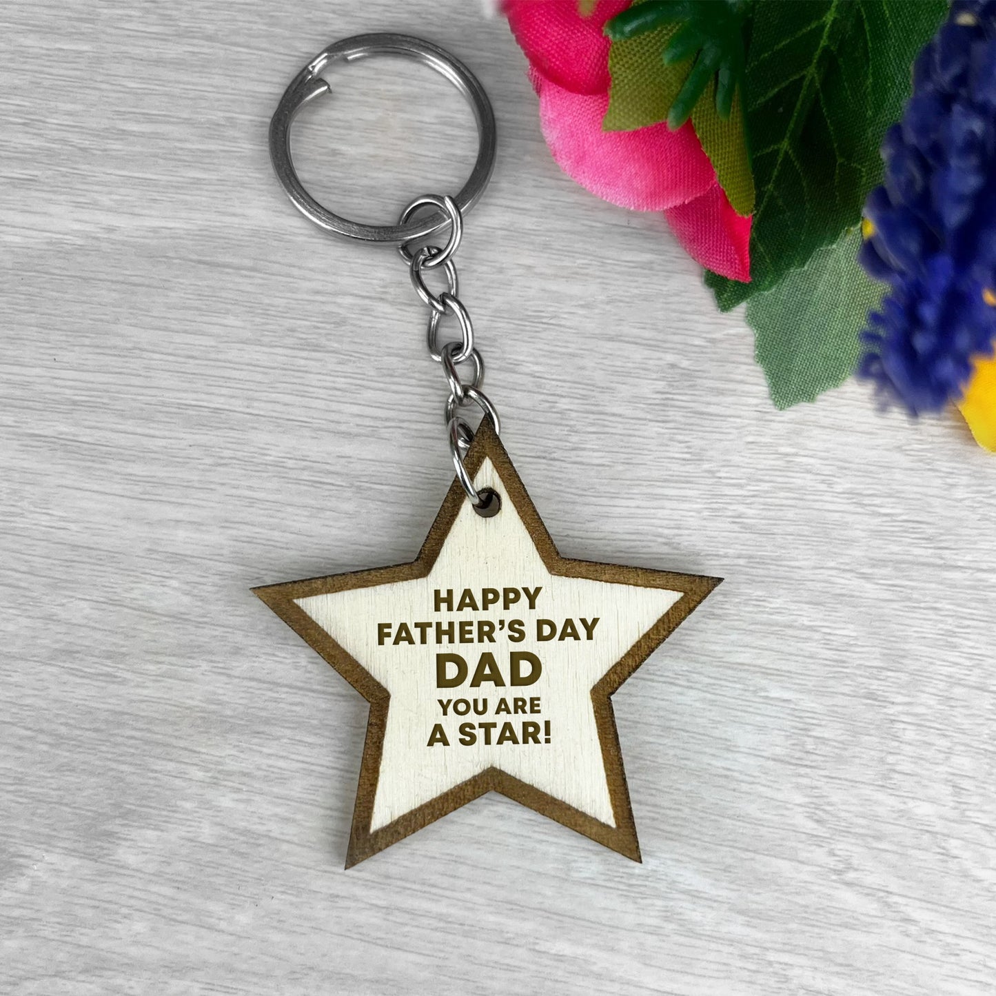 Fathers Day Gifts From Daughter Son Engraved Wood Keyring