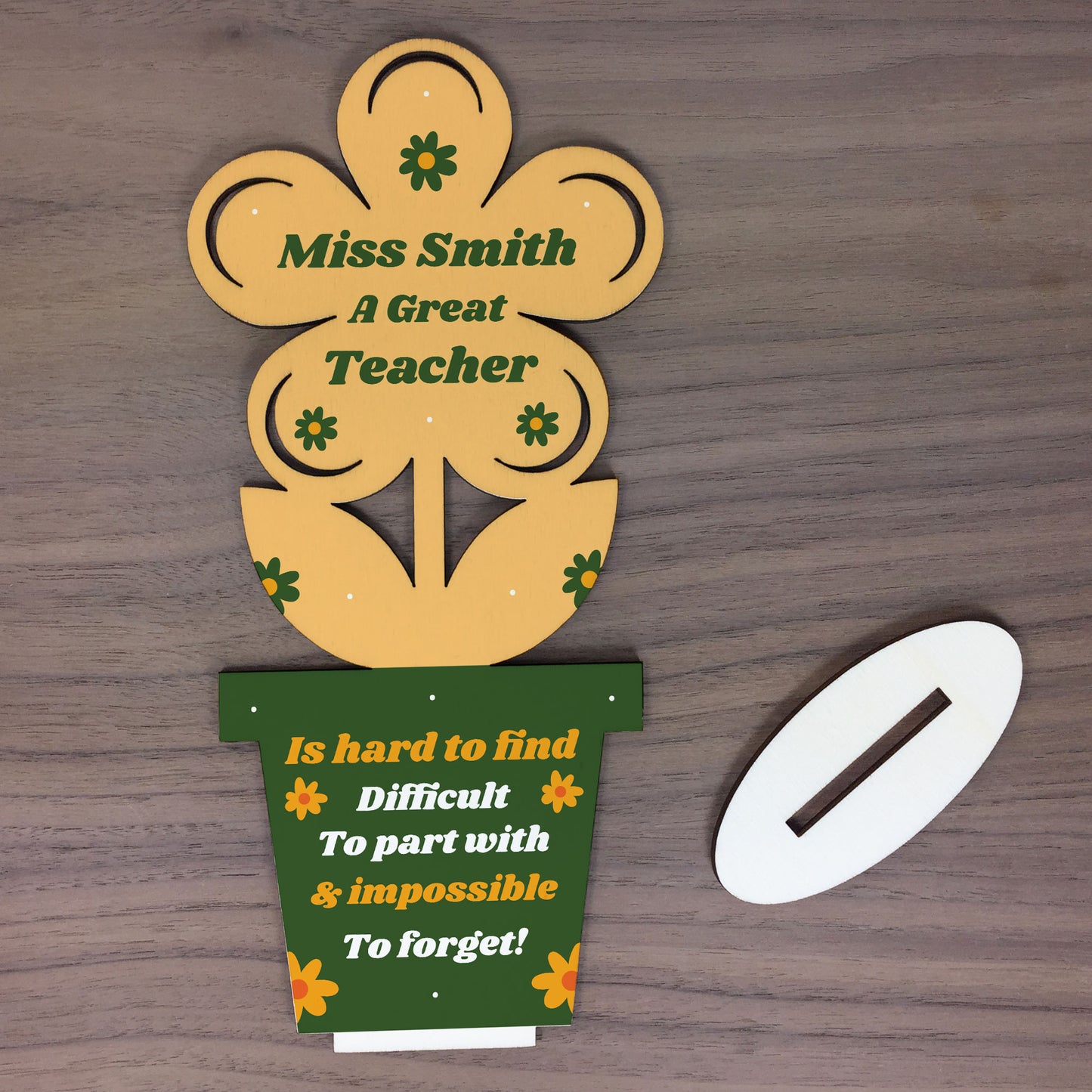 Teacher Plaque Personalised Wood Flower Thank You Teacher Gift