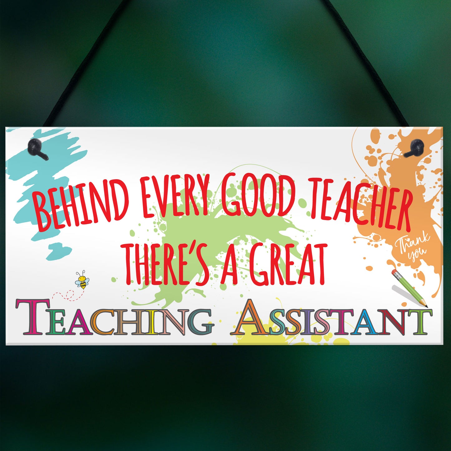 Behind Teacher Great Teaching Assistant Hanging Plaque