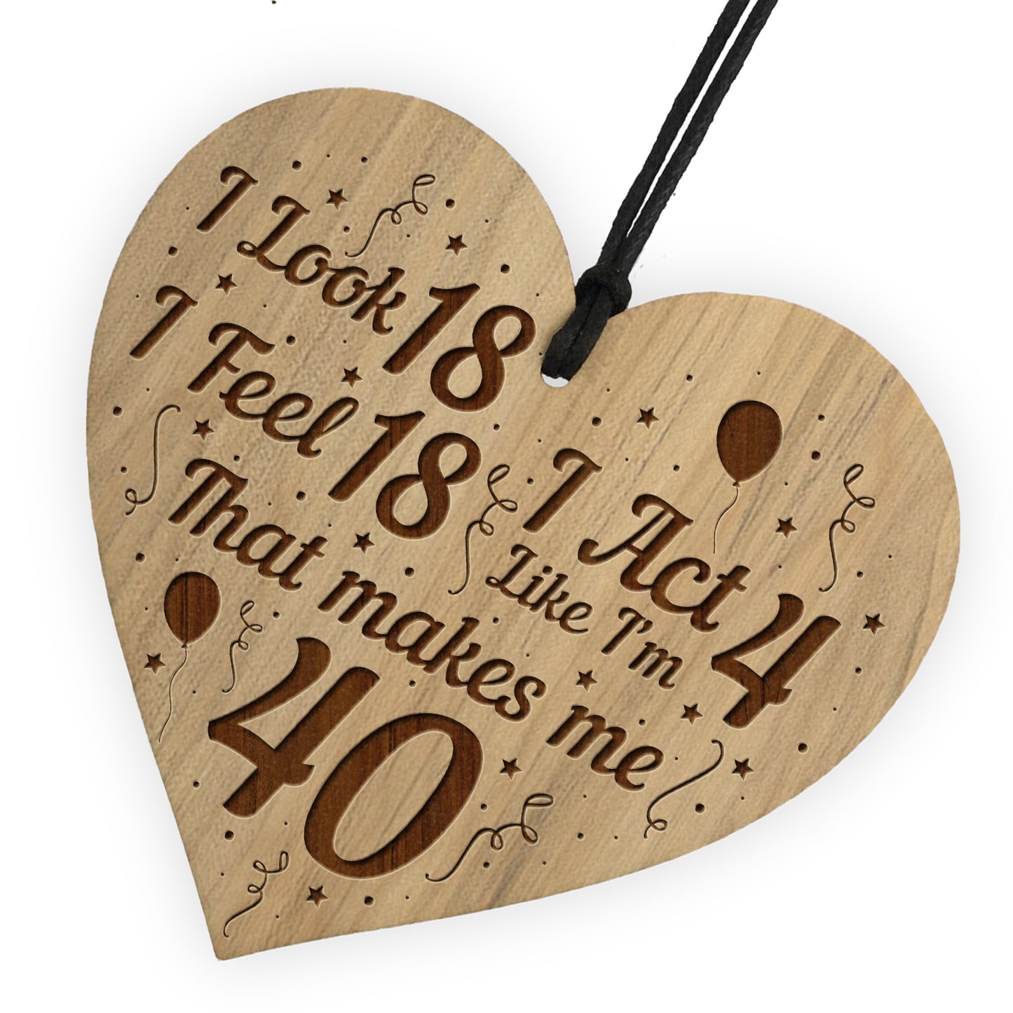 40th Birthday Gift For Him Her Engraved Heart Funny 40th