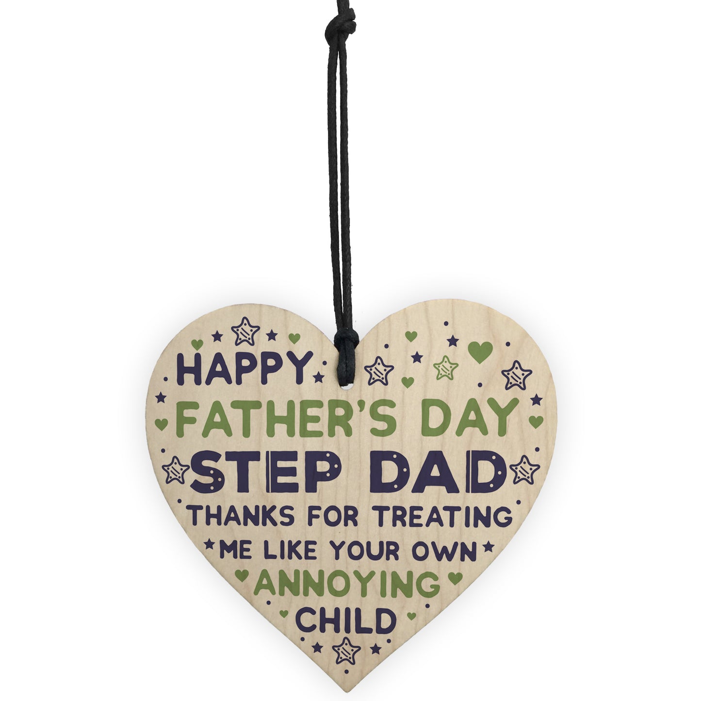 Step Dad Fathers Day Gifts Wooden Heart Funny Fathers Day Card