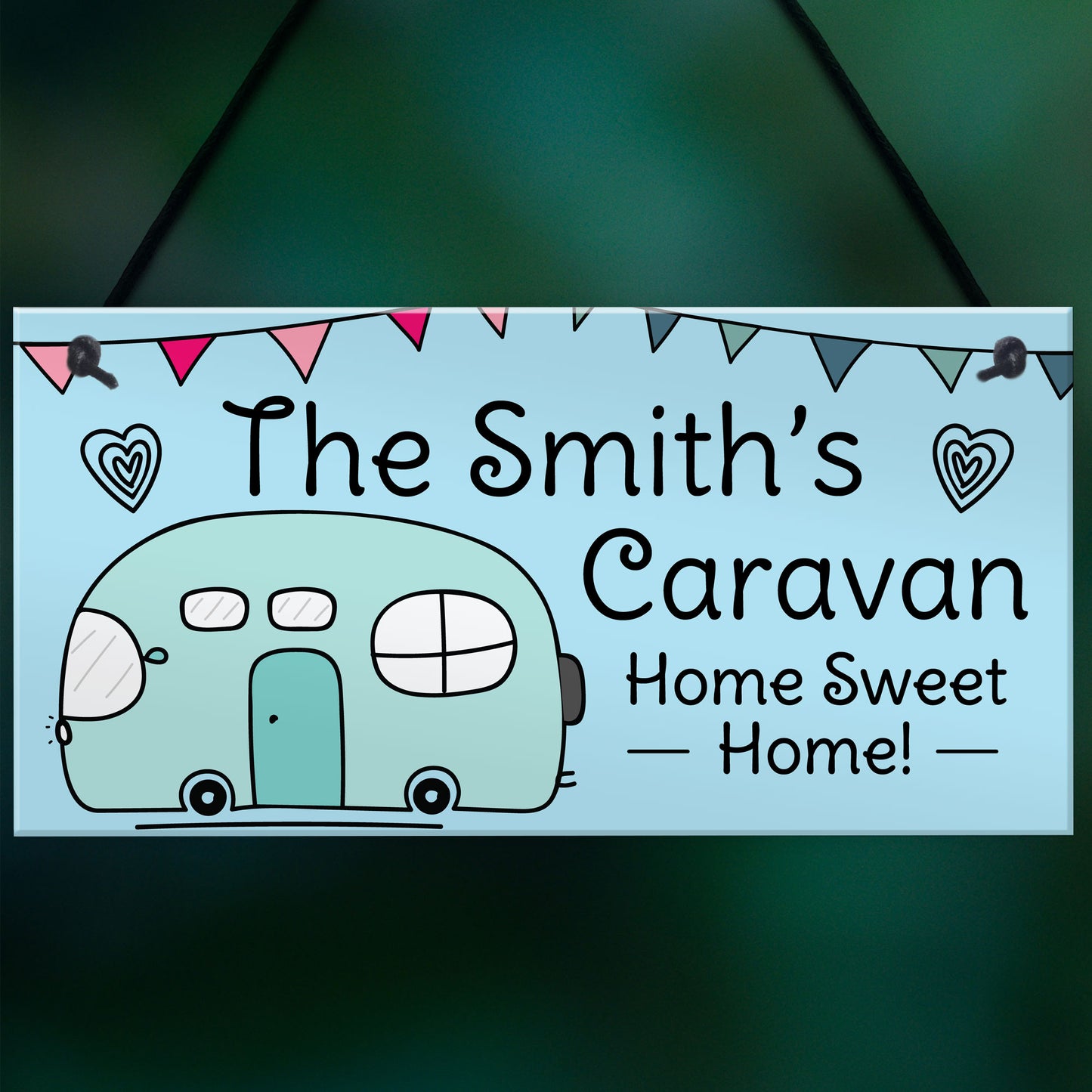 Novelty Hanging Caravan PERSONALISED Sign Home Decor Signs