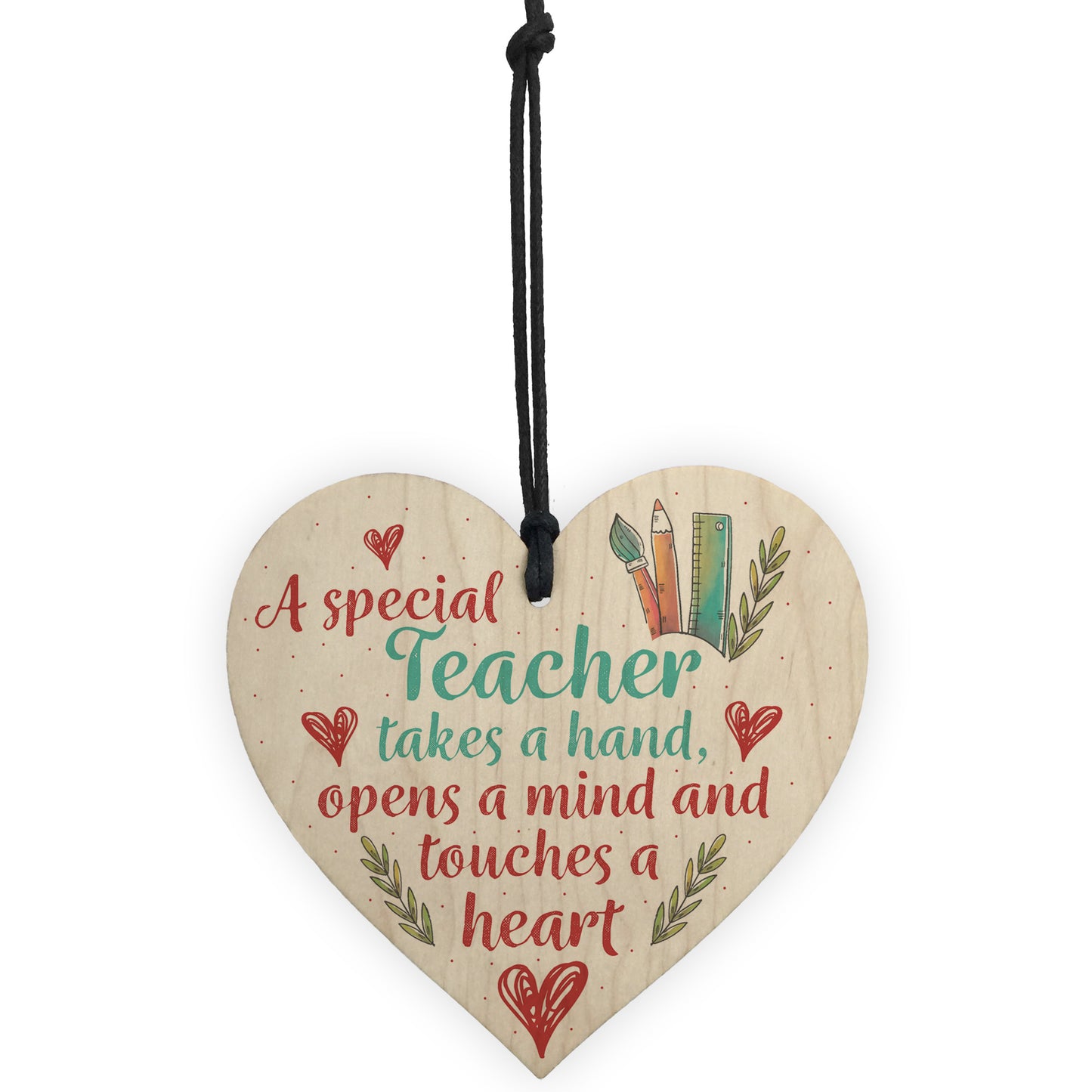 Handmade Wooden Hanging Heart Plaque Teacher Gift Thank You