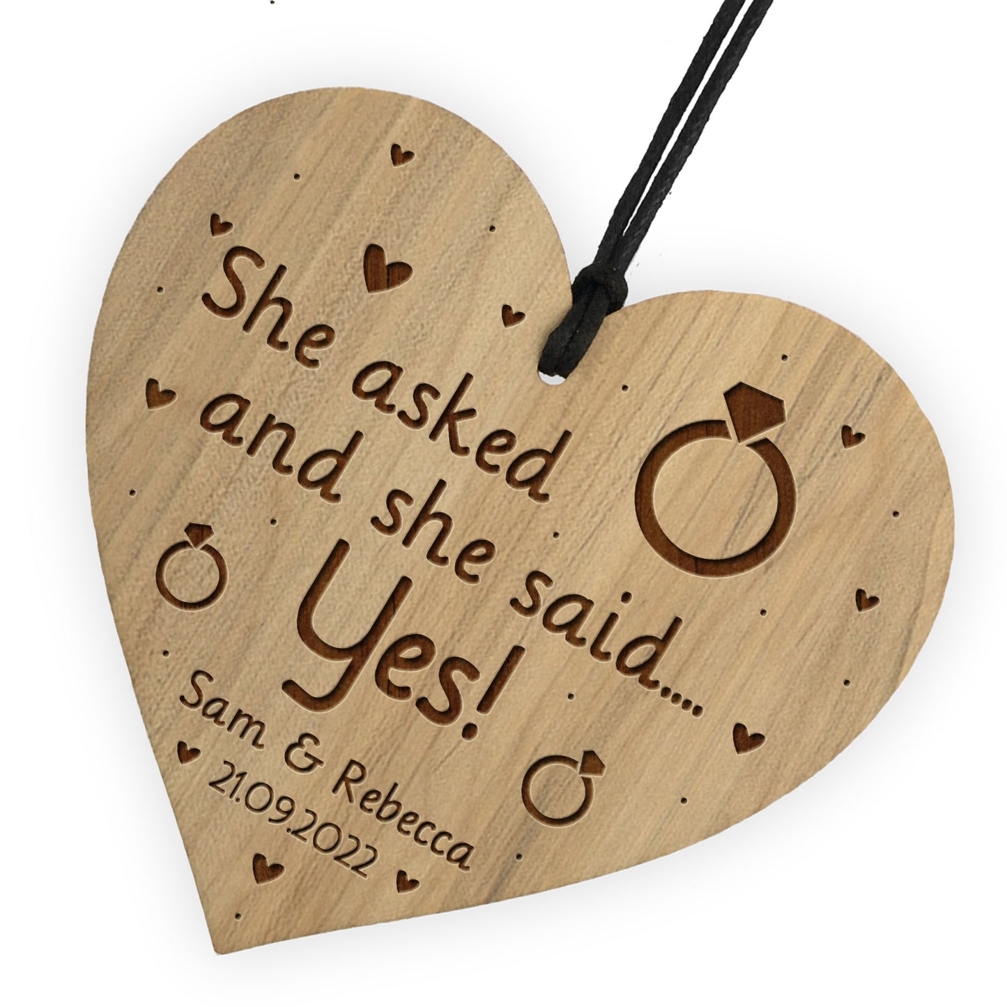 Personalised Engagement Gift For Her Engraved Heart She Asked