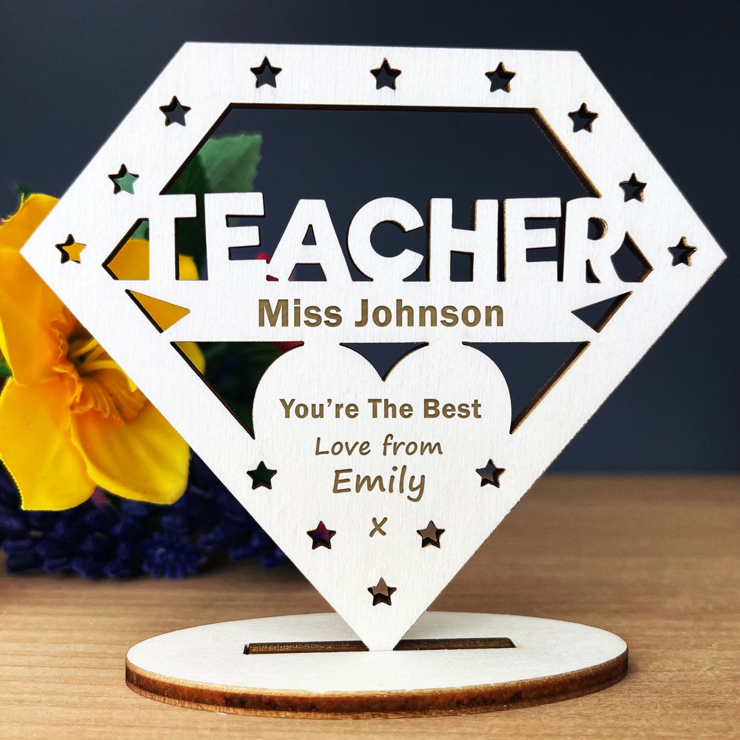 Personalised Best Teacher Thank You Gifts Wood Plaque Leaving