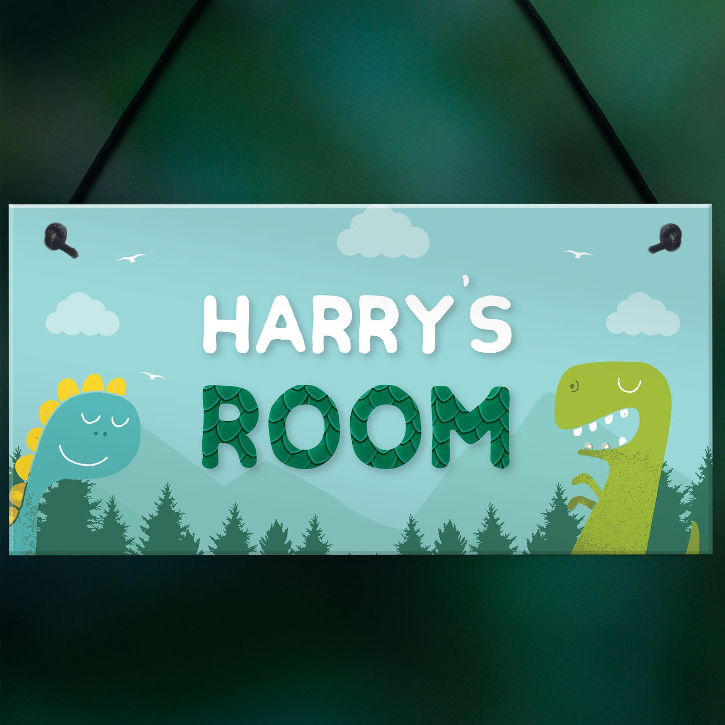 Dinosaur Personalised Door Sign Kids Bedroom Nursery Birthday