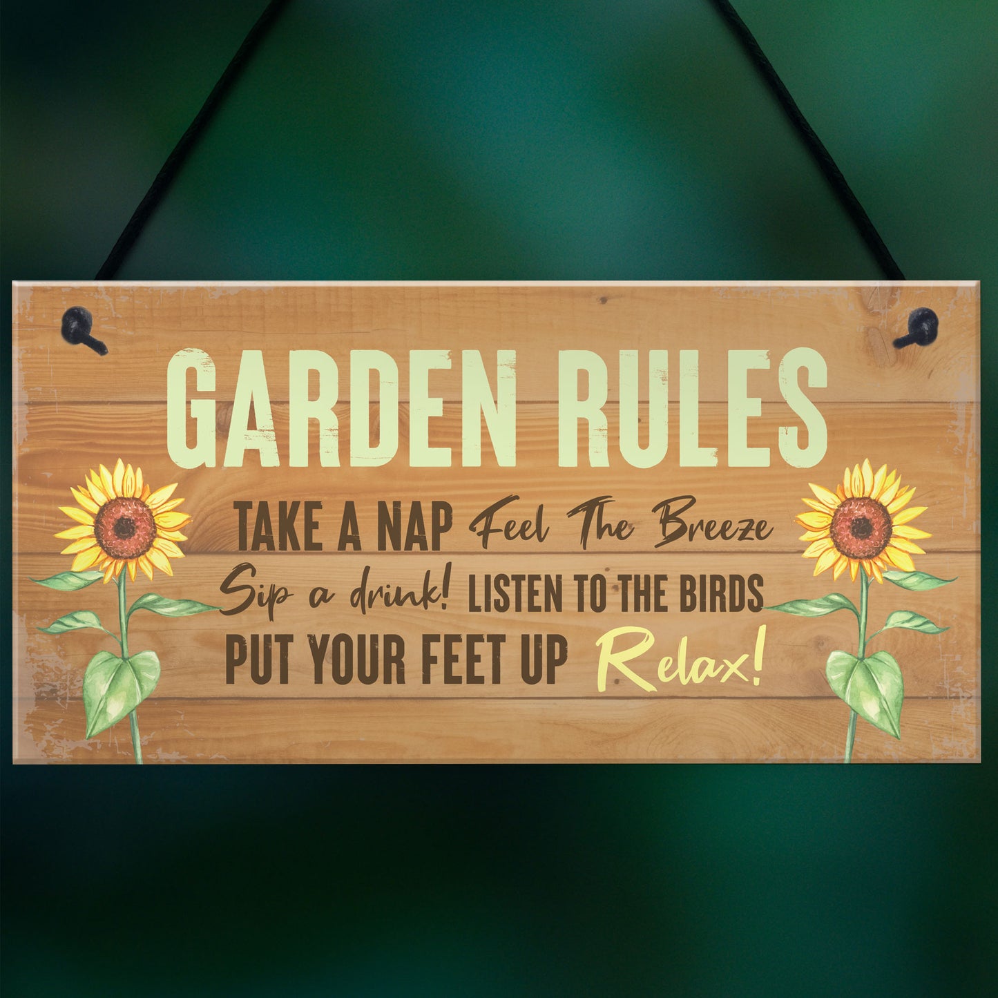 Garden Rules Hanging Plaque Backyard Sign Shed Sign Garden Gift