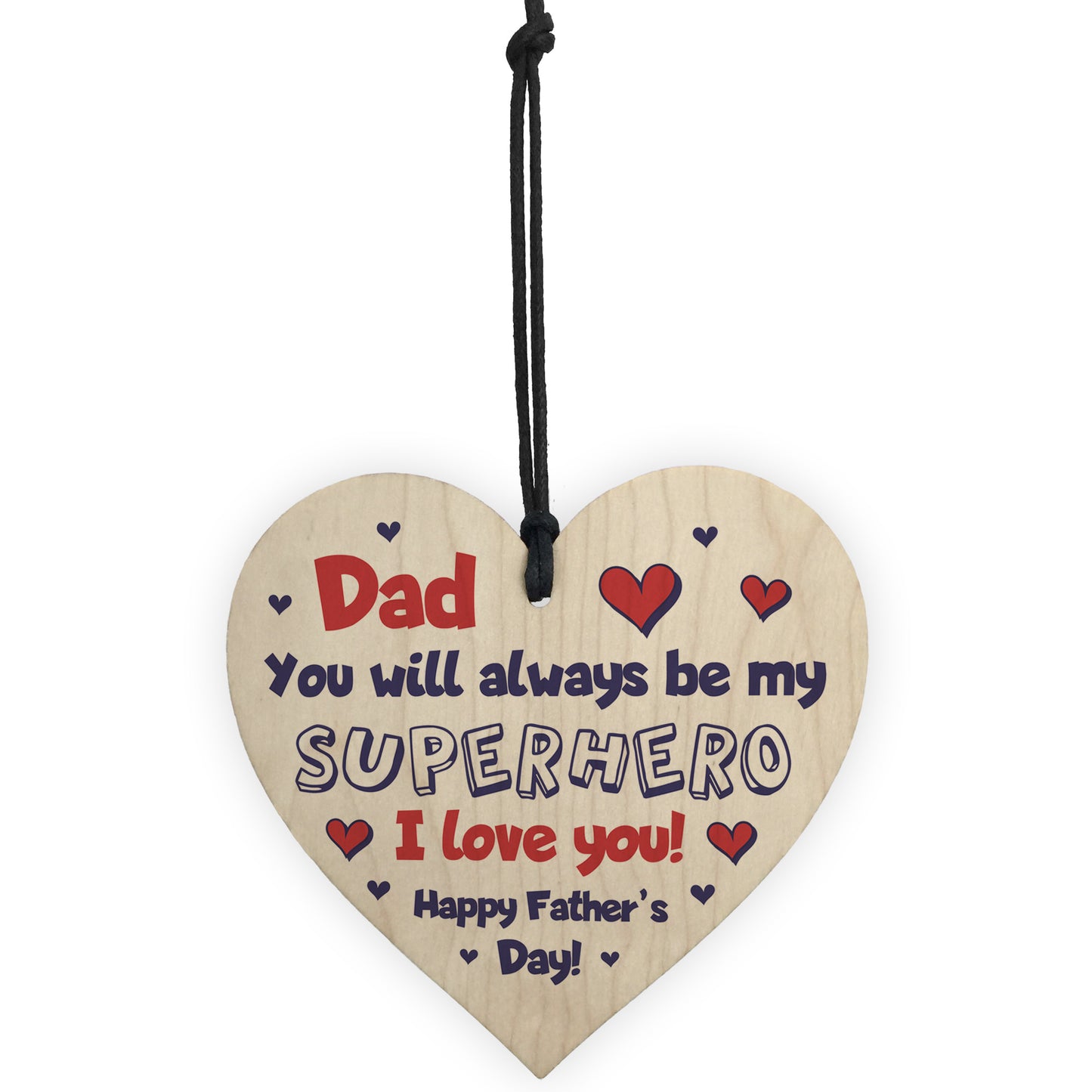 Fathers Day Gifts Wood Heart Superhero Sign Dad Gifts