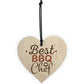 BBQ Barbecue Cooking Kitchen Dad Mum Gift Wood Heart Sign