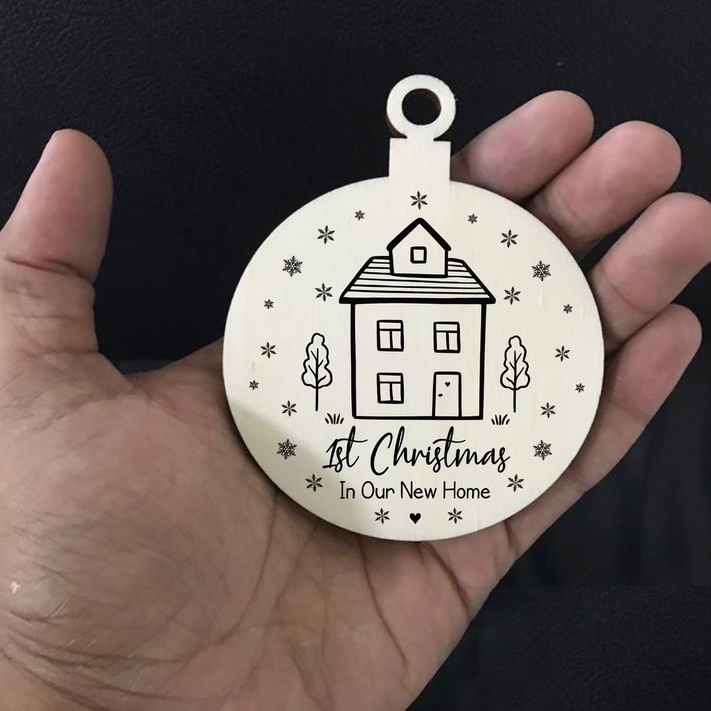 1st Christmas In Our New Home Gift Wood Bauble Tree Decoration